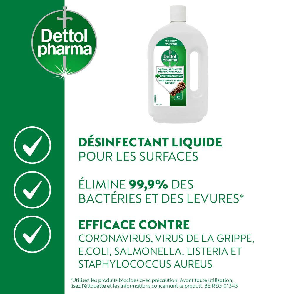 Dettol Pharma Désinfectant Surfaces, vue arrière.