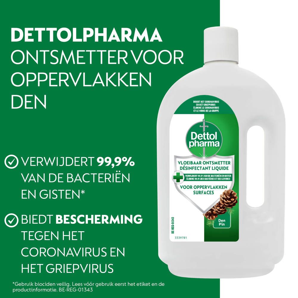 Dettol Pharma Desinfectiemiddel voor Oppervlakken, achterkant.