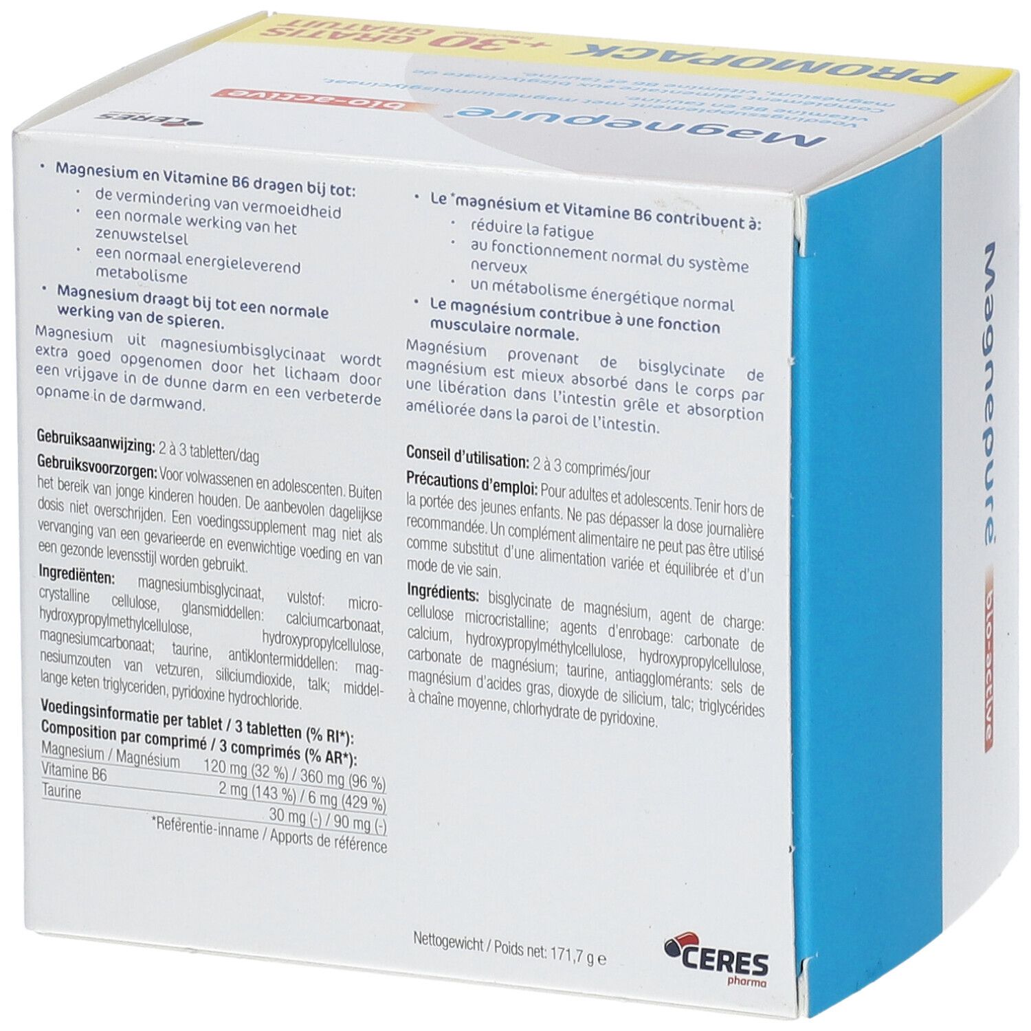 MagnePure Bio-Active + 30 Comprimés GRATUIT 90 comprimés