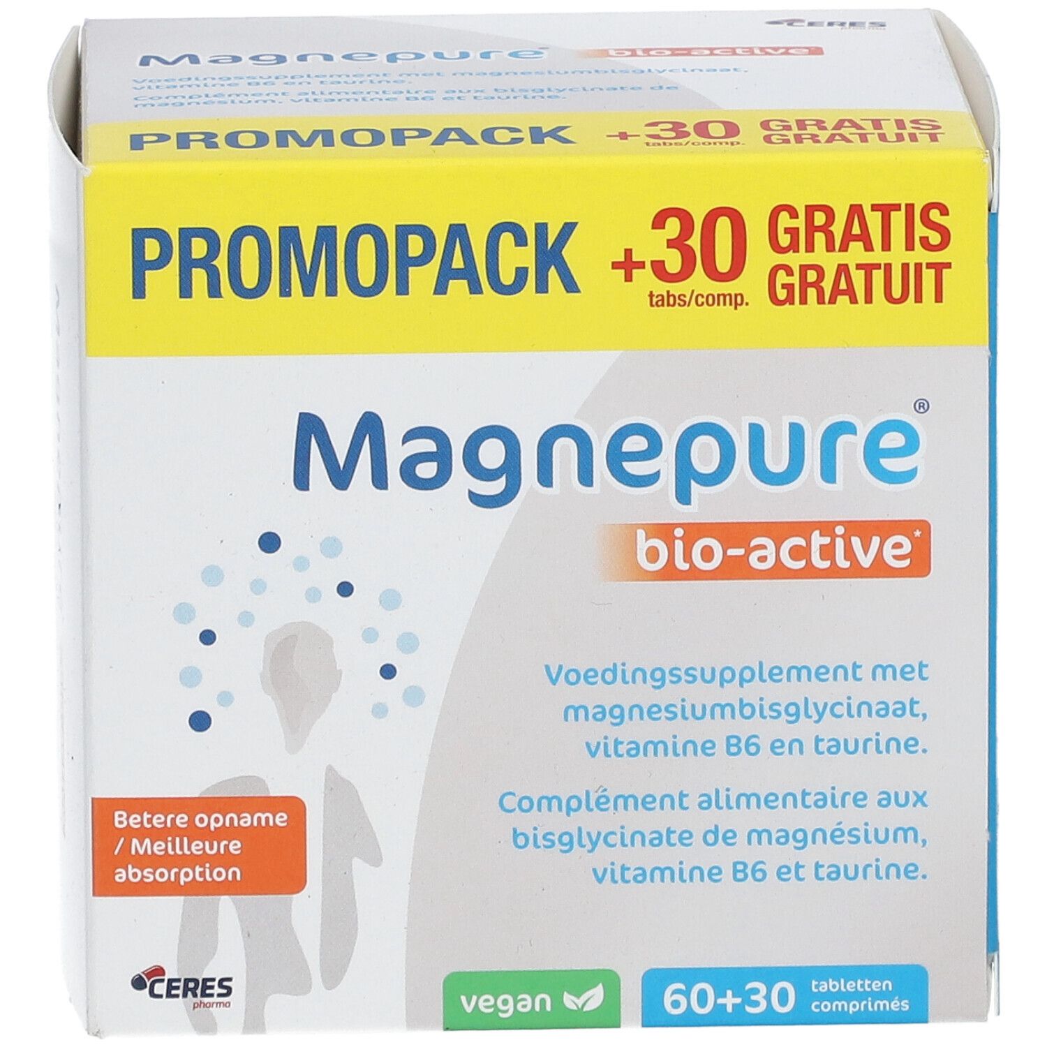 MagnePure Bio-Active + 30 Comprimés GRATUIT 90 comprimés