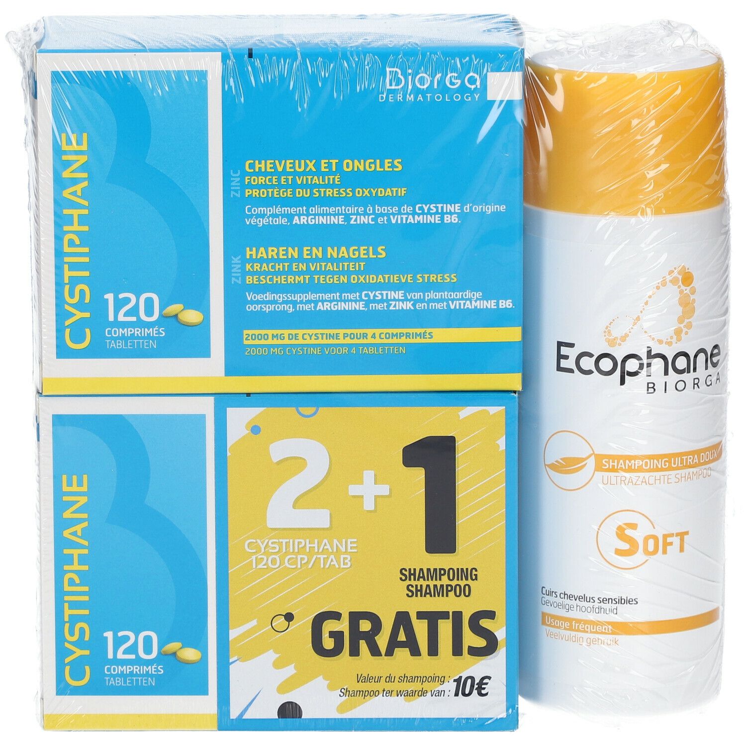 Cystiphane Cheveux et Ongles DUO + Shampooing Ultra Doux 200 ml GRATUIT