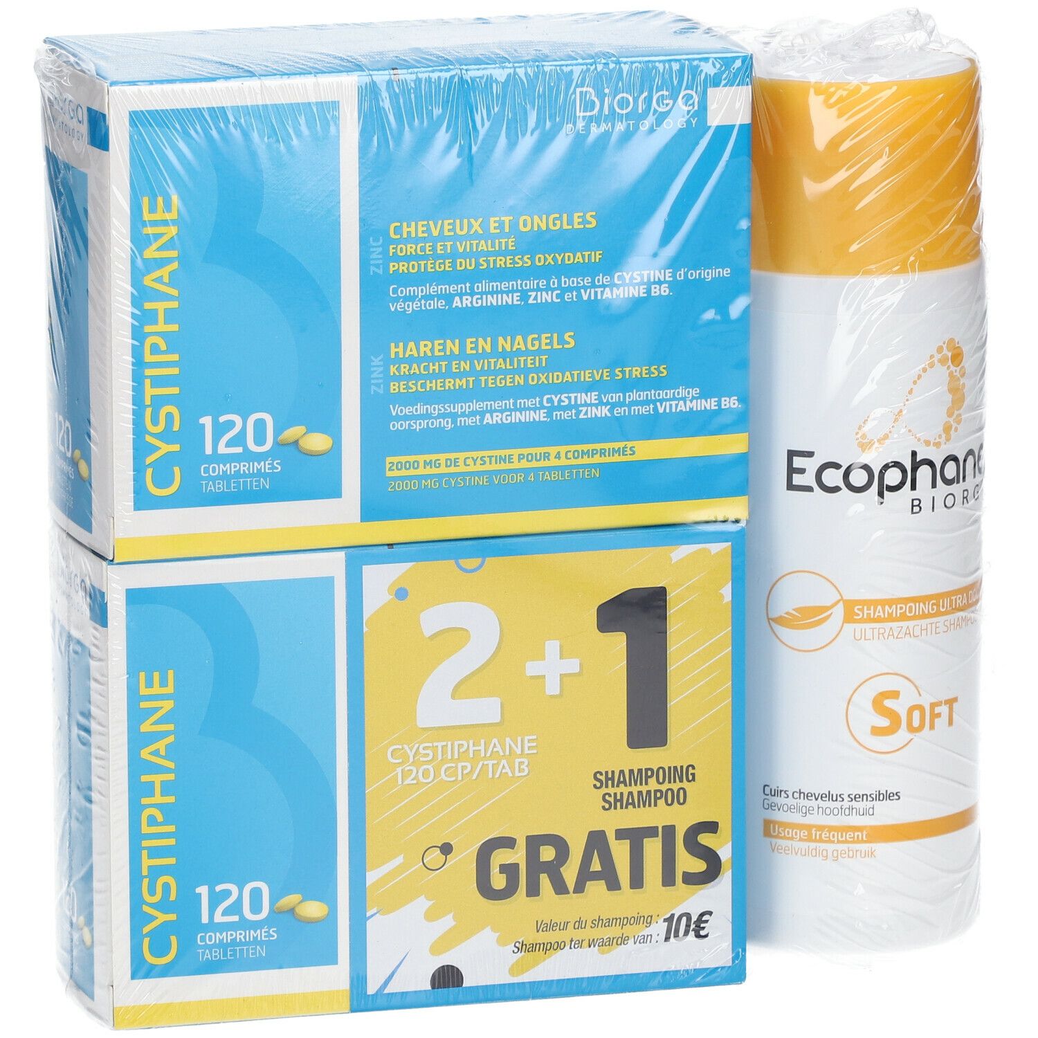 Cystiphane Cheveux et Ongles DUO + Shampooing Ultra Doux 200 ml GRATUIT