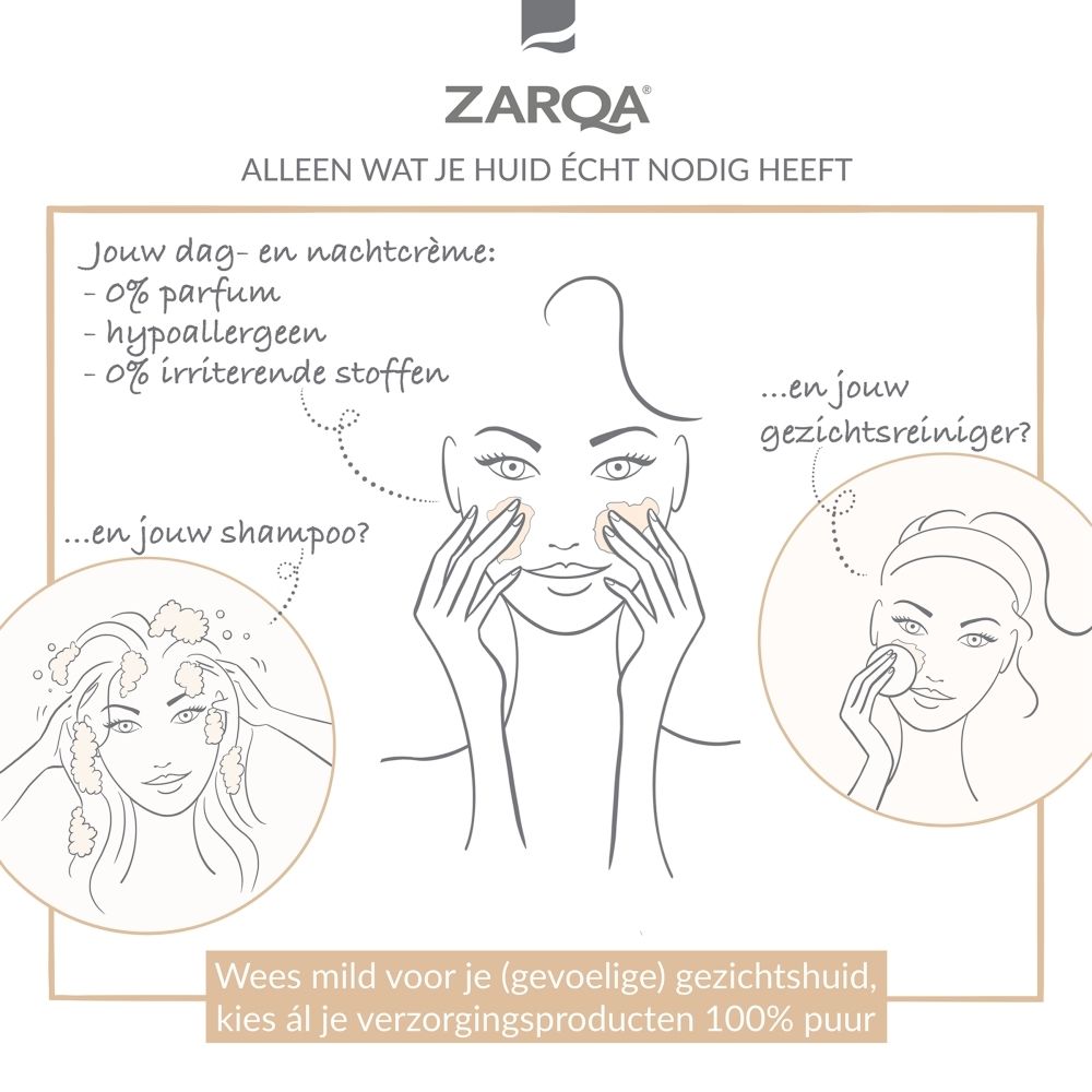 Vrouw met Zarqa douchegel op de huid onder de douche.