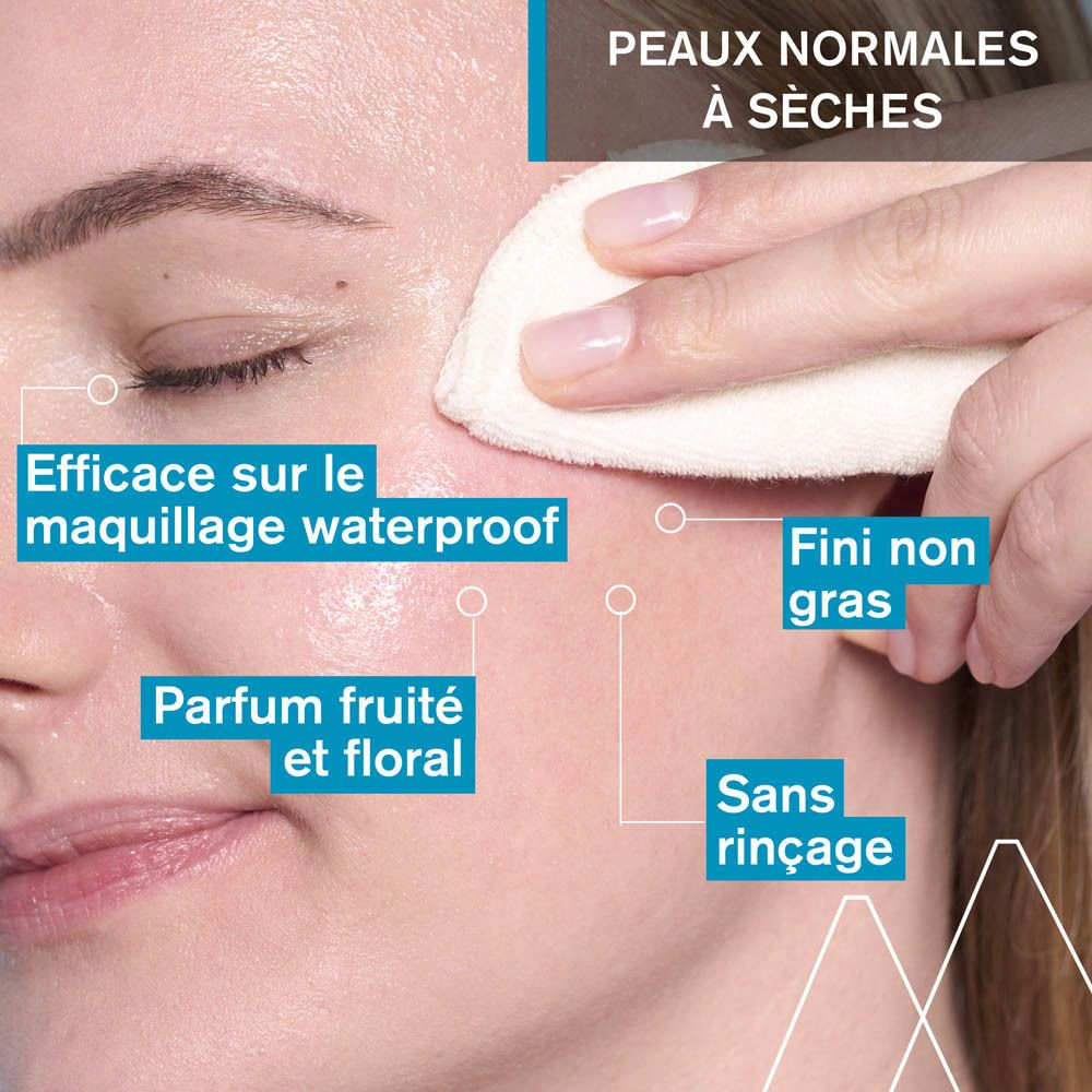 Graphique avec Uriage Eau Micellaire Thermale. 3-en-1: Nettoie, démaquille et hydrate. Laisse la peau douce.