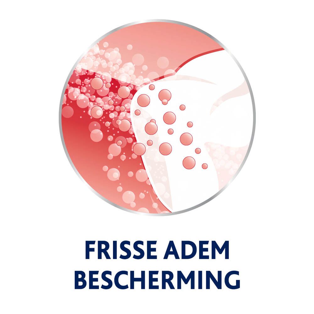 Illustratie: tanden en bellen. Tekst: Bescherming voor een frisse adem.