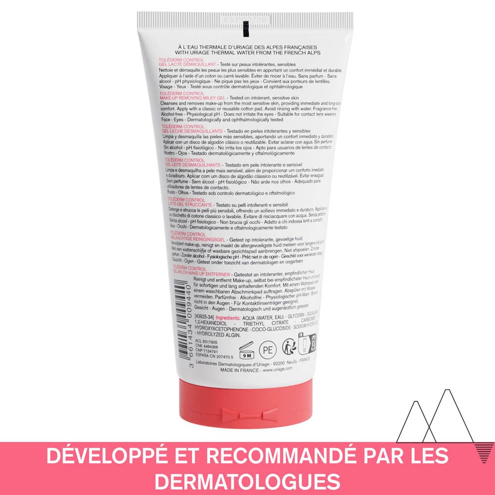 Uriage Toléderm Control Gel Lacté Démaquillant Peaux Intolérantes à Sensibles