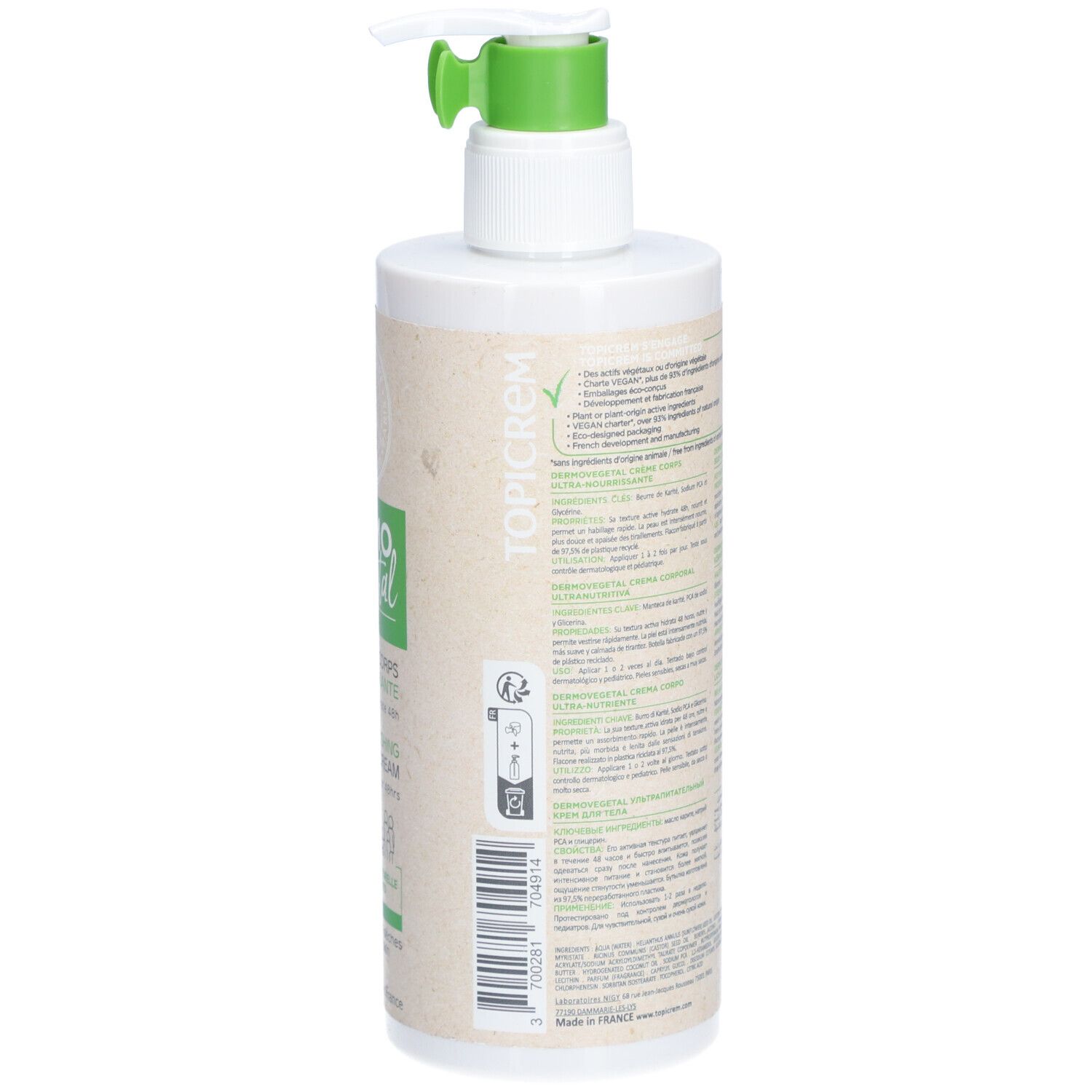 TOPICREM DermoVegetal Crème ultra-nourrissante pour le corps
