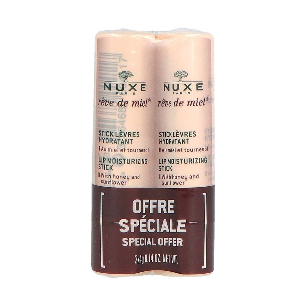 Nuxe Rêve de Miel: Twee hydraterende lippenbalsemsticks, 'Speciale Aanbieding'.