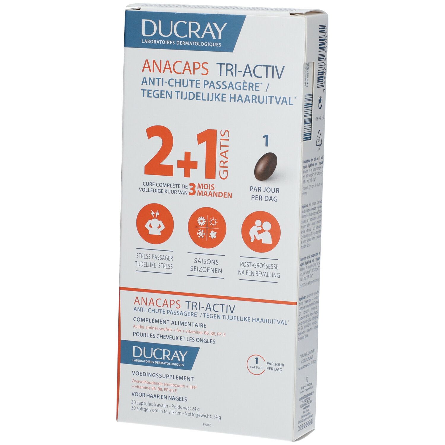 Ducray Anacaps Tri-Activ tegen Tijdelijke Haaruitval TRIO