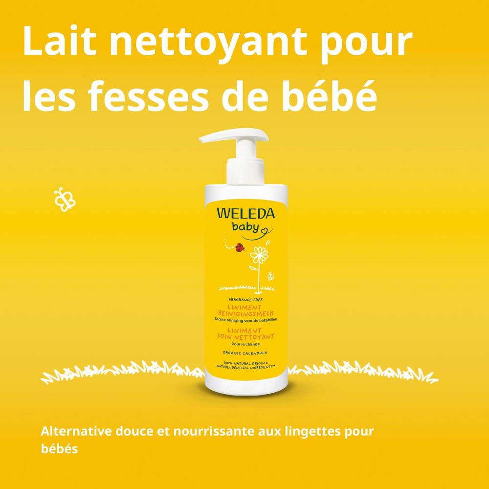 Weleda Baby Liniment crème nettoyante avec distributeur.