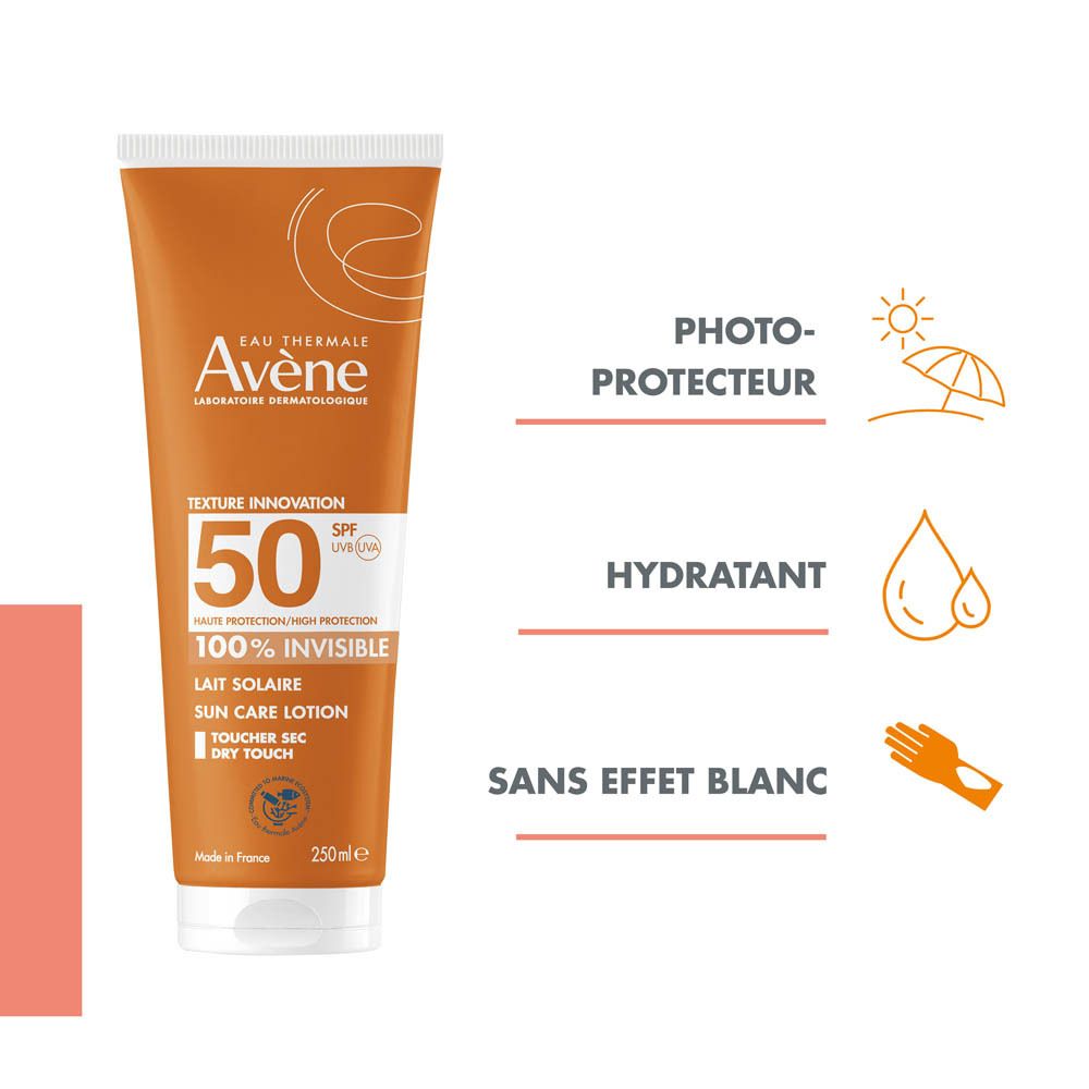 Avène Solaire Lait 100 % invisible SPF50 | Très Haute protection | Peau sensible