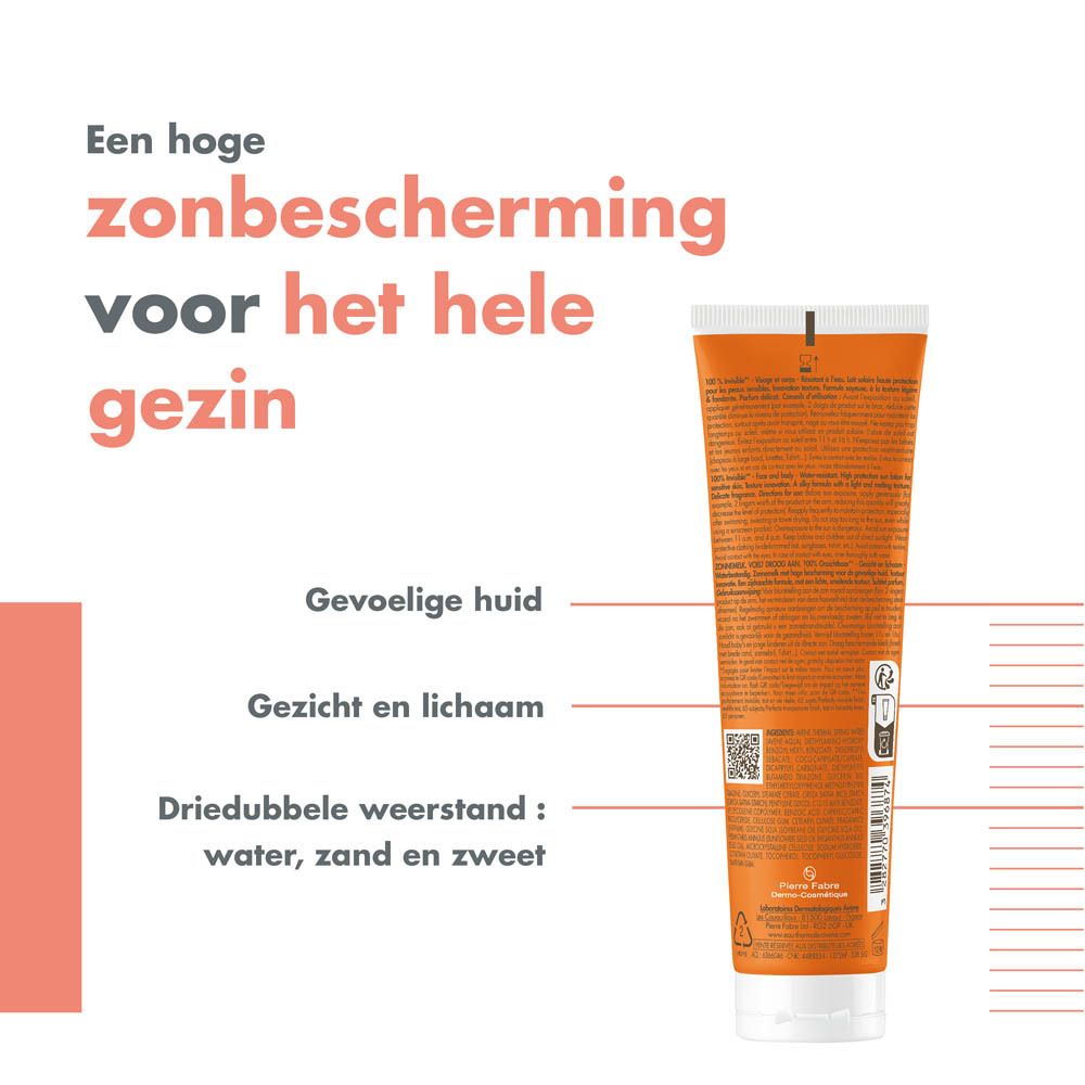 Avène Zon 100% invisible zonnemelk SPF50 | Zeer droge zonnebescherming | Gevoelige huid