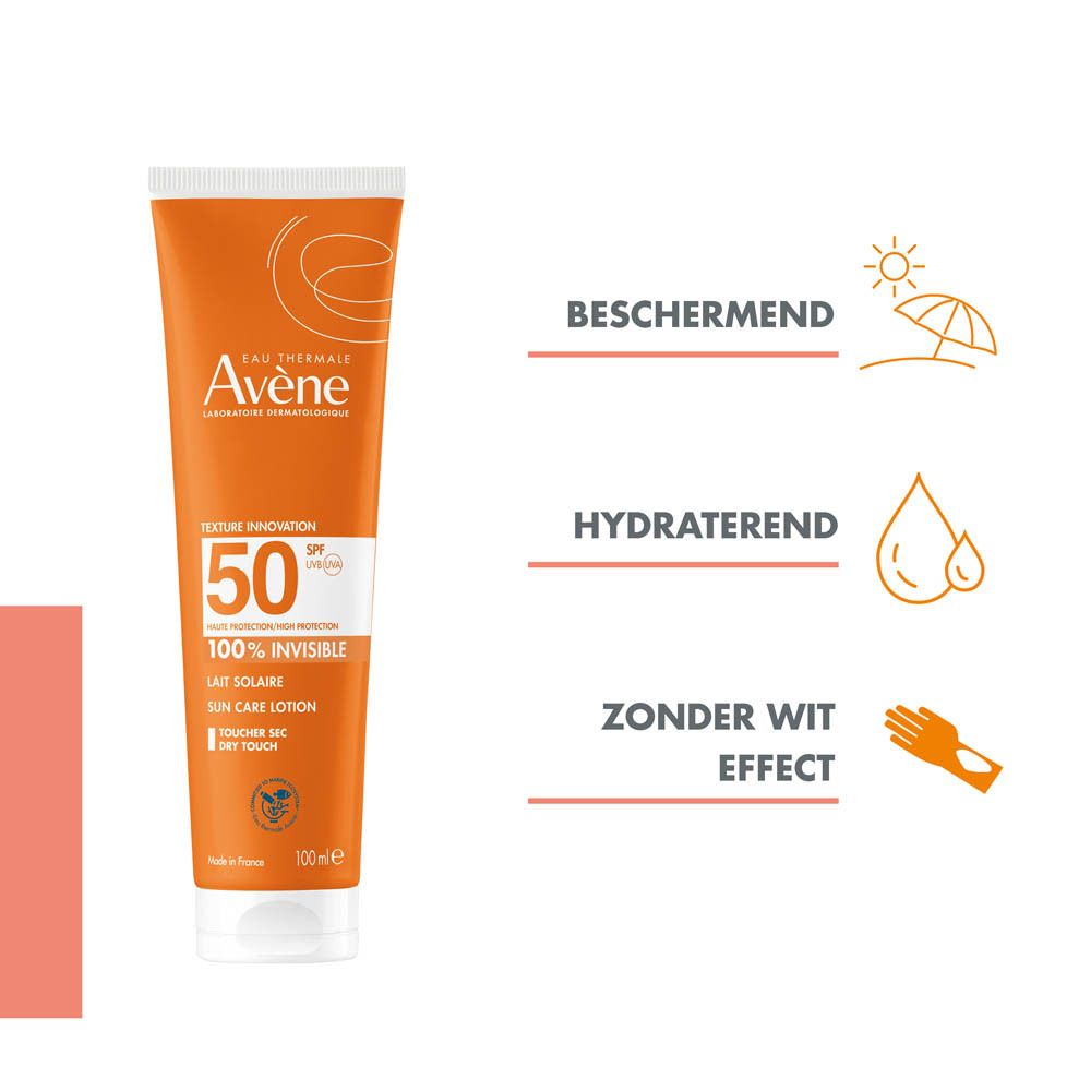 Avène Zon 100% invisible zonnemelk SPF50 | Zeer droge zonnebescherming | Gevoelige huid