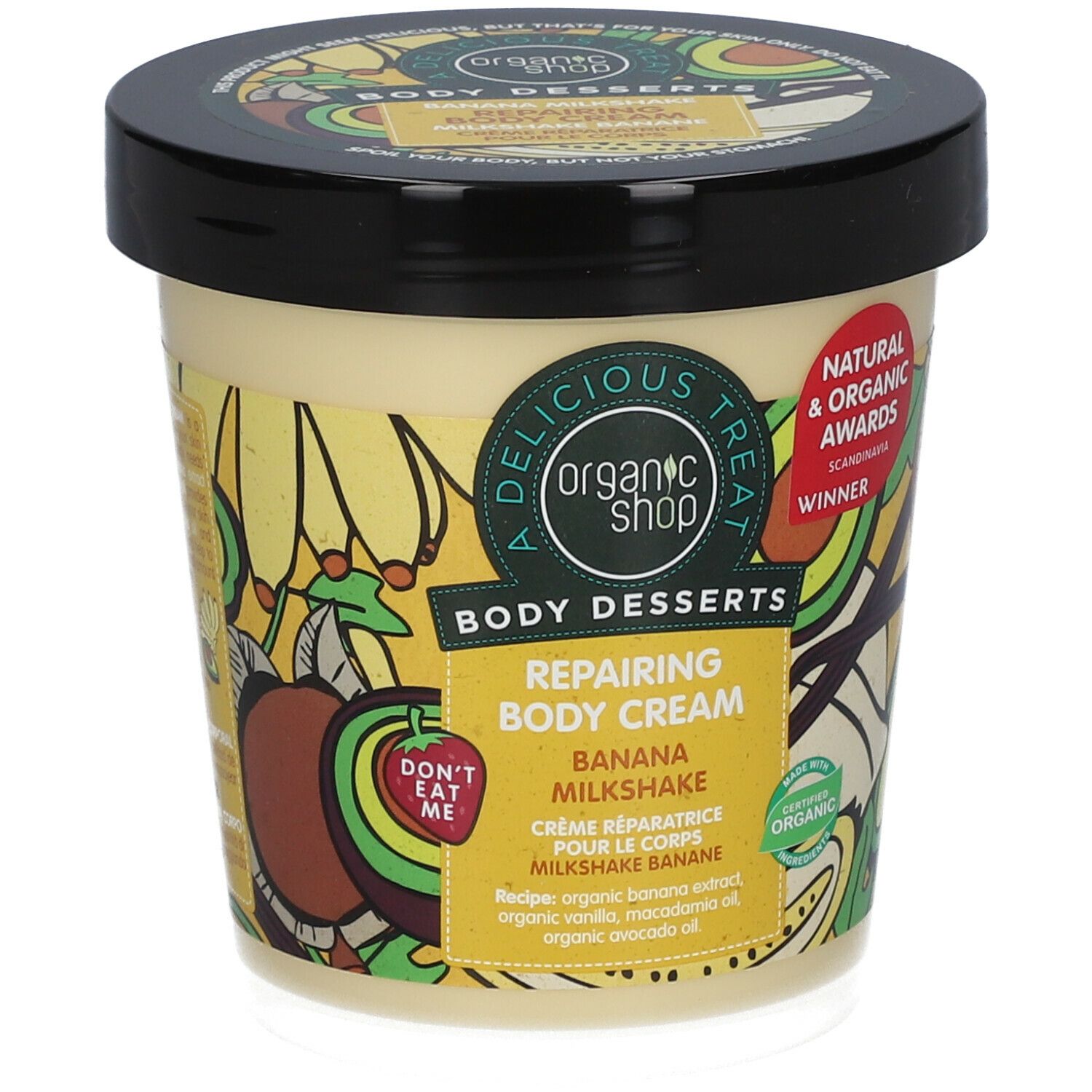 Organic Shop Body Desserts Banana Milkshake Repairing Body Cream