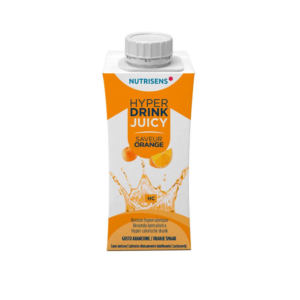 Nutrisens Hyper Drink Juicy, sinaasappelsmaak, hypercalorische drank.