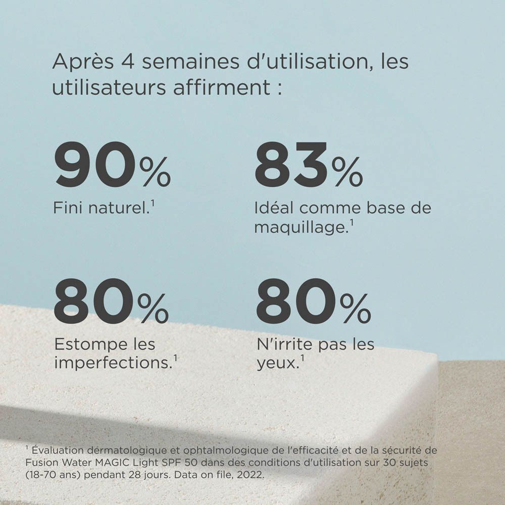 ISDIN Fotoprotector FusionWater Color Light, flacon beige avec bouchon blanc. SPF 50, 5 étoiles Daily Protection.