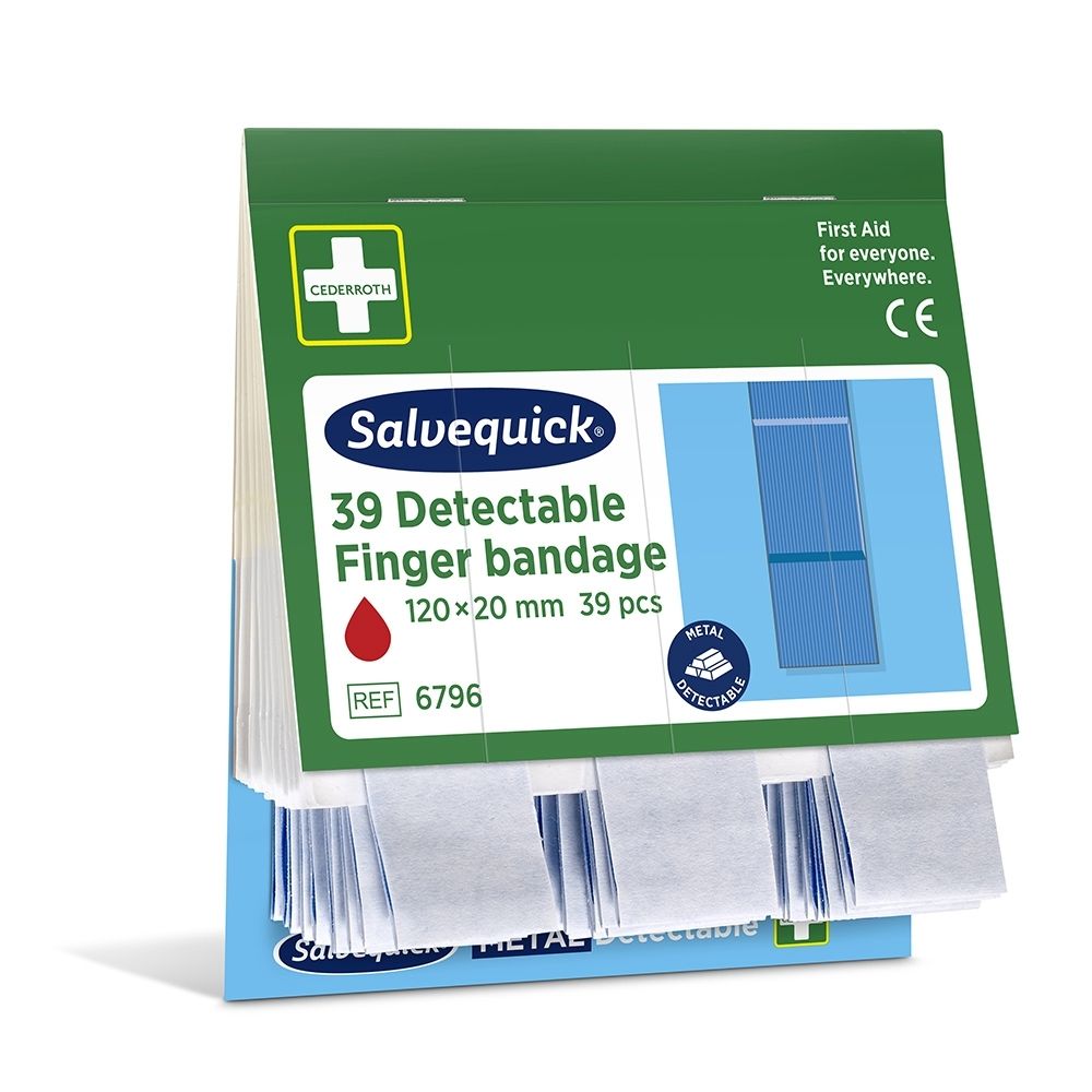 Salvequick Pansements doigts, 6x39mm, détectables métal, 6 pièces.