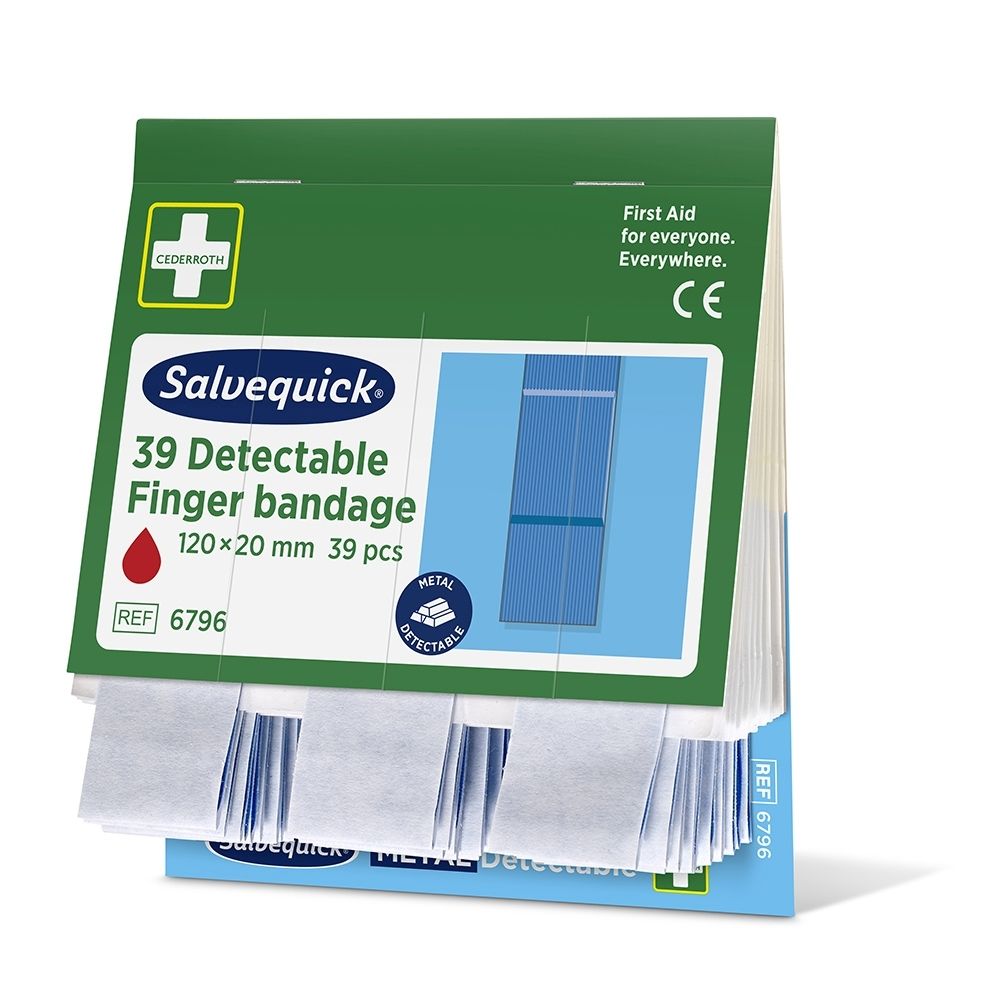 Salvequick Pansements doigts, 6x39mm, détectables métal, 6 pièces.