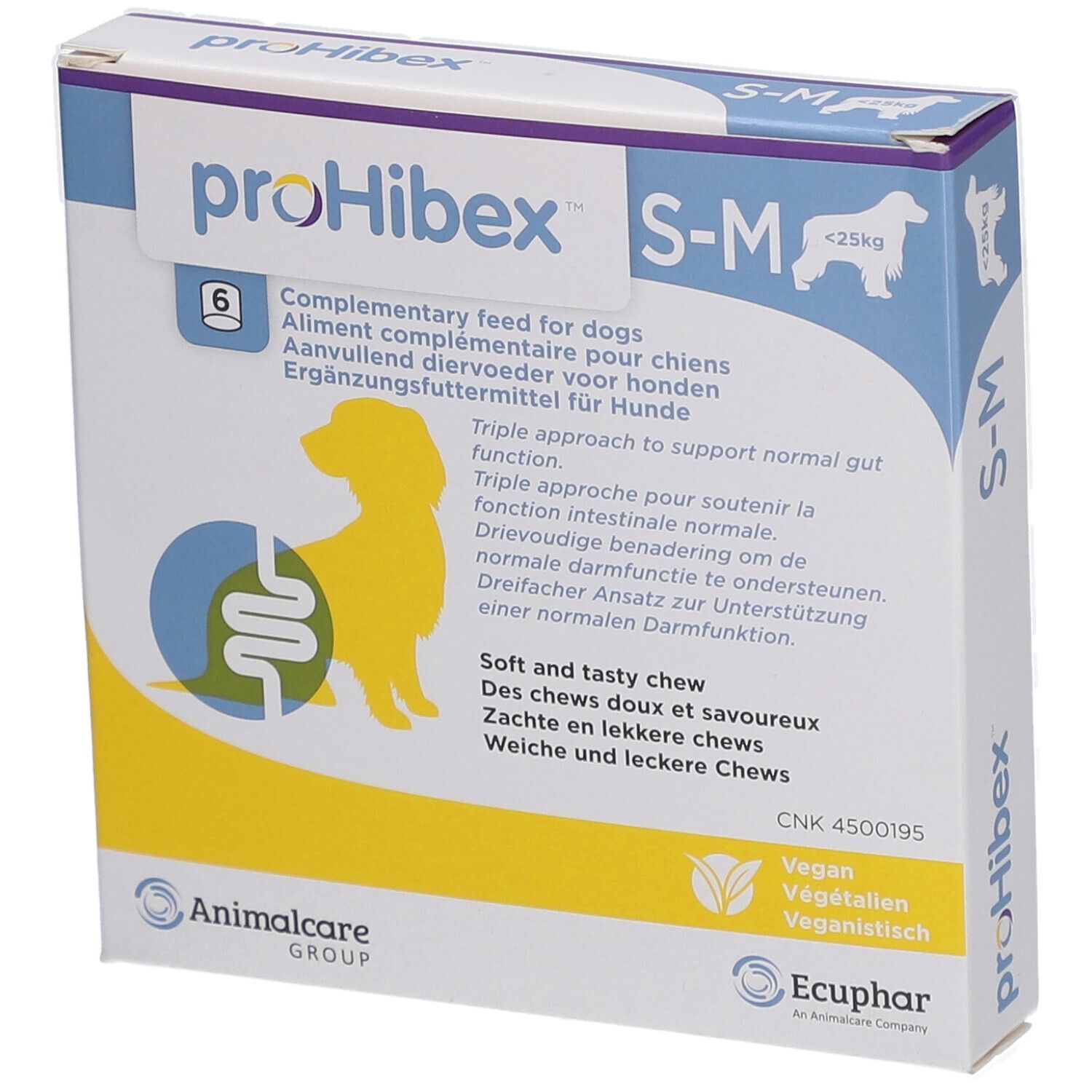 Boîte proHibex S-M pour chiens, 6 unités. Vegan. Animalcare Group. Ecphar.