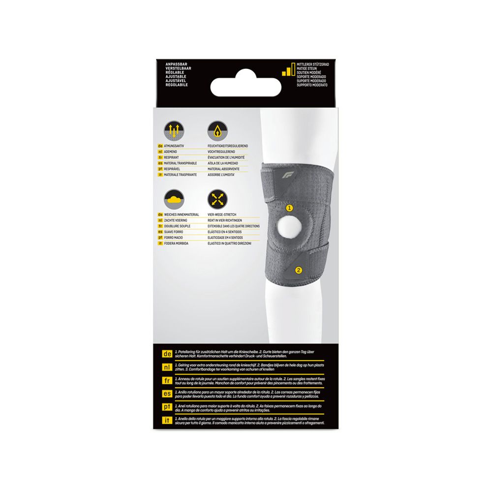 Dos de l'emballage. Caractéristiques du produit en plusieurs langues.