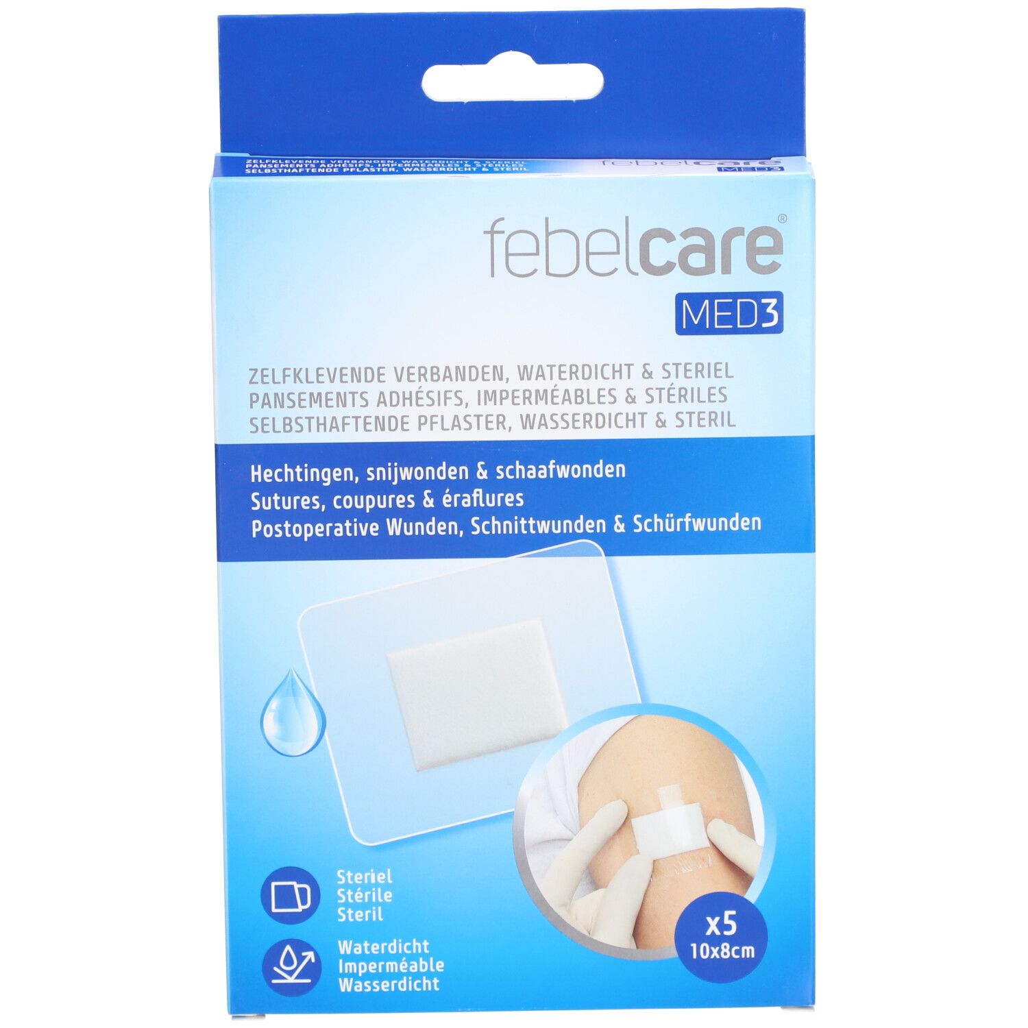 Febelcare Pansements Adhésifs Imperméables & Stériles 8x10cm