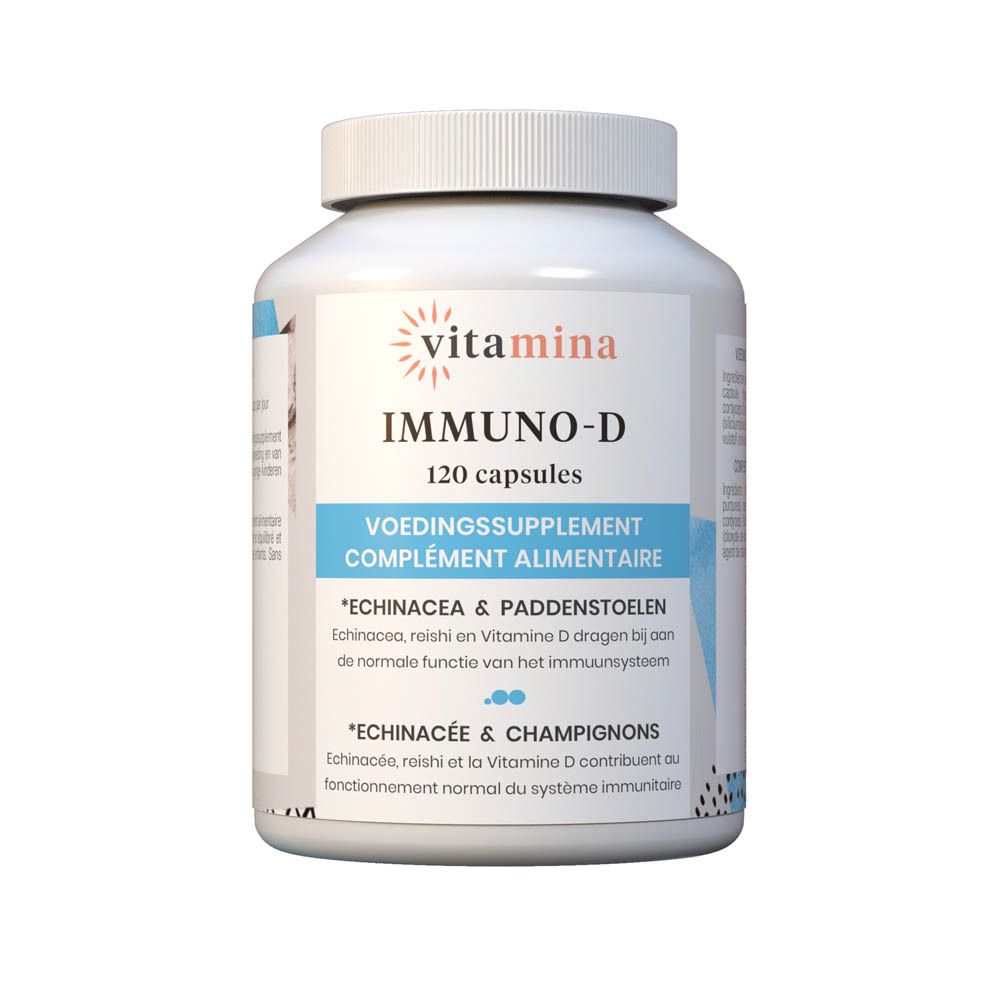 Vitamina Immuno-D capsulefles, 120 capsules, voedingssupplement.