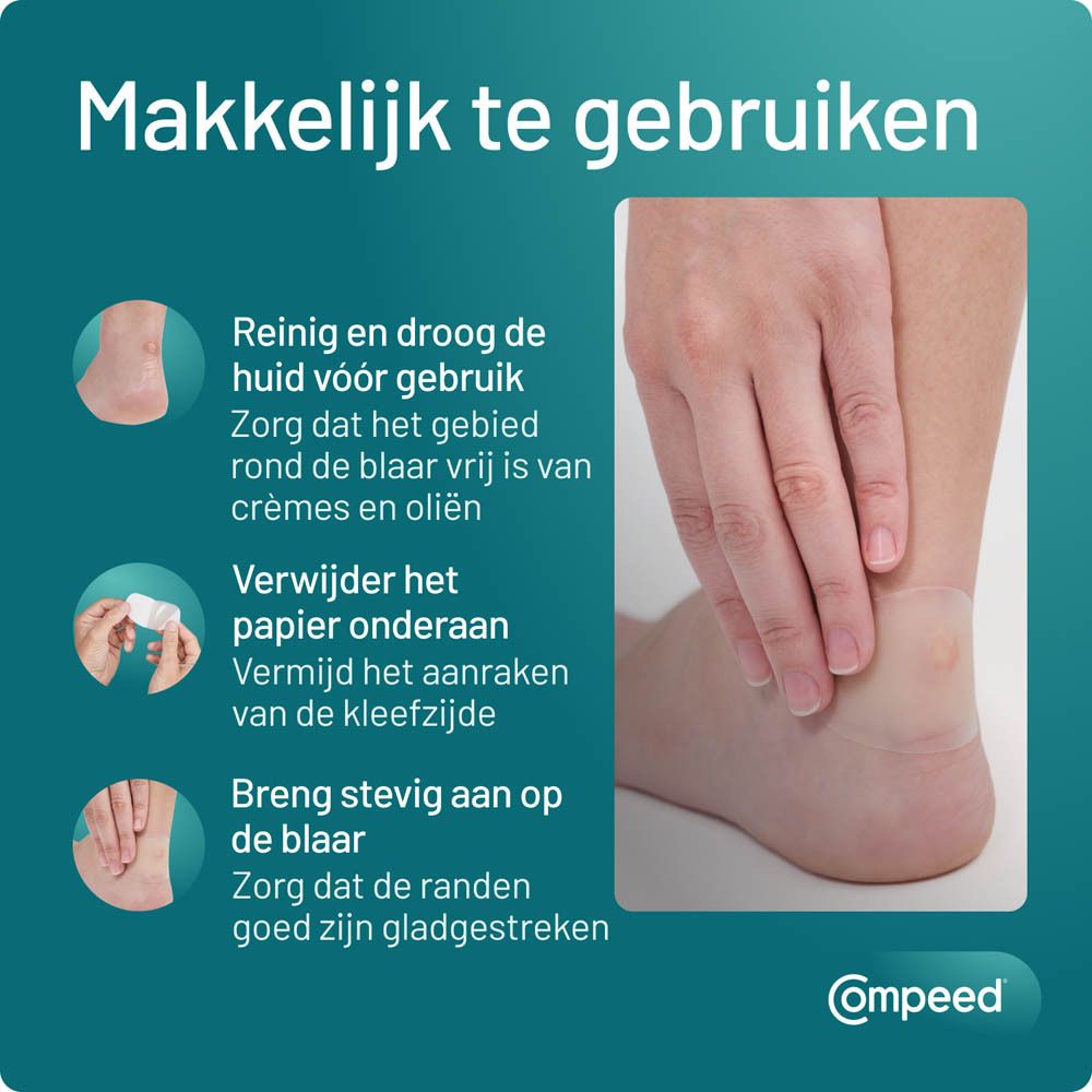 Close-up: 20% extra demping. Hydrocolloïd structuur. Witte pleister.