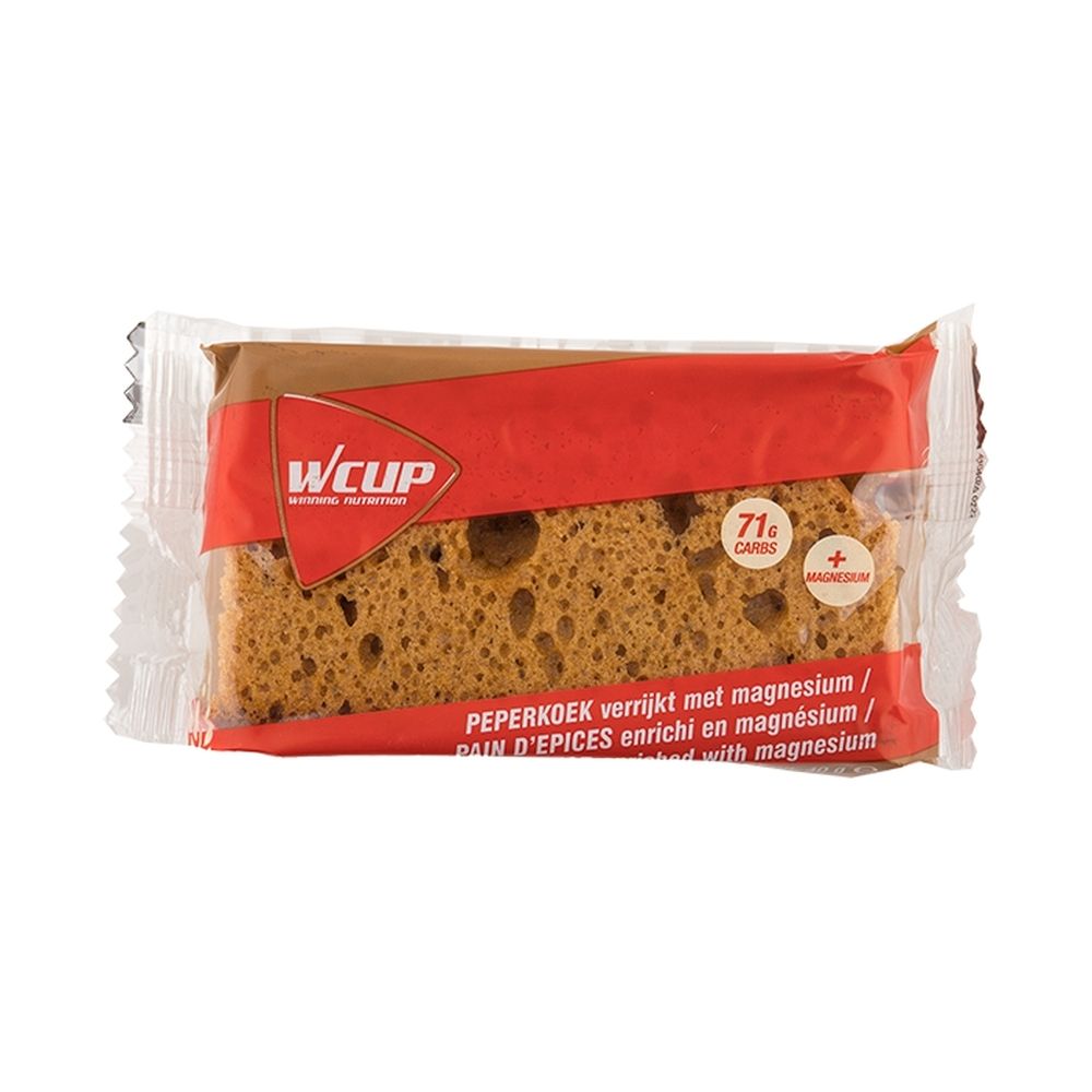 Barre de pain d'épices Wcup enrichie en magnésium, 71g glucides, 40g net.