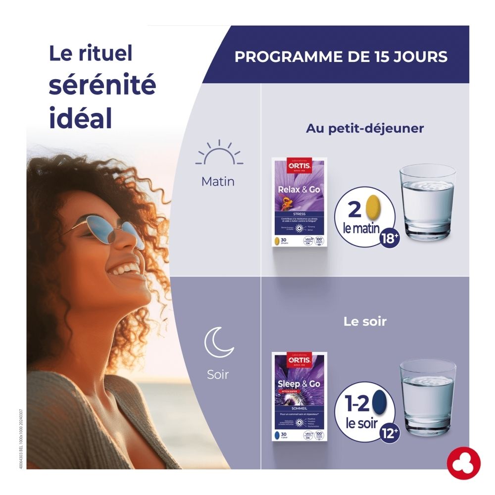 Boîte Ortis Relax & Go anti-stress, 30 gélules végétales.