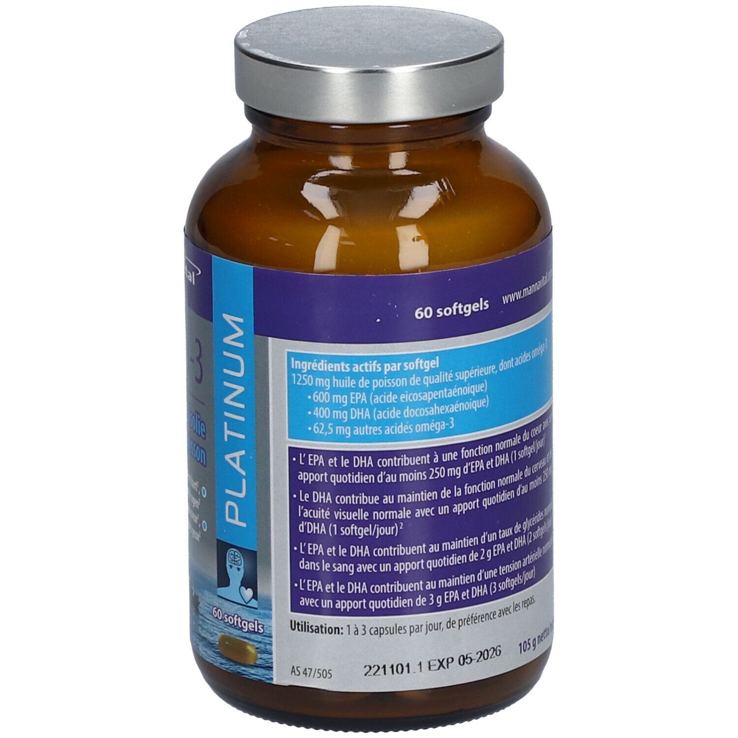 Mannavital Omega-3 Platinum Huile de Poisson