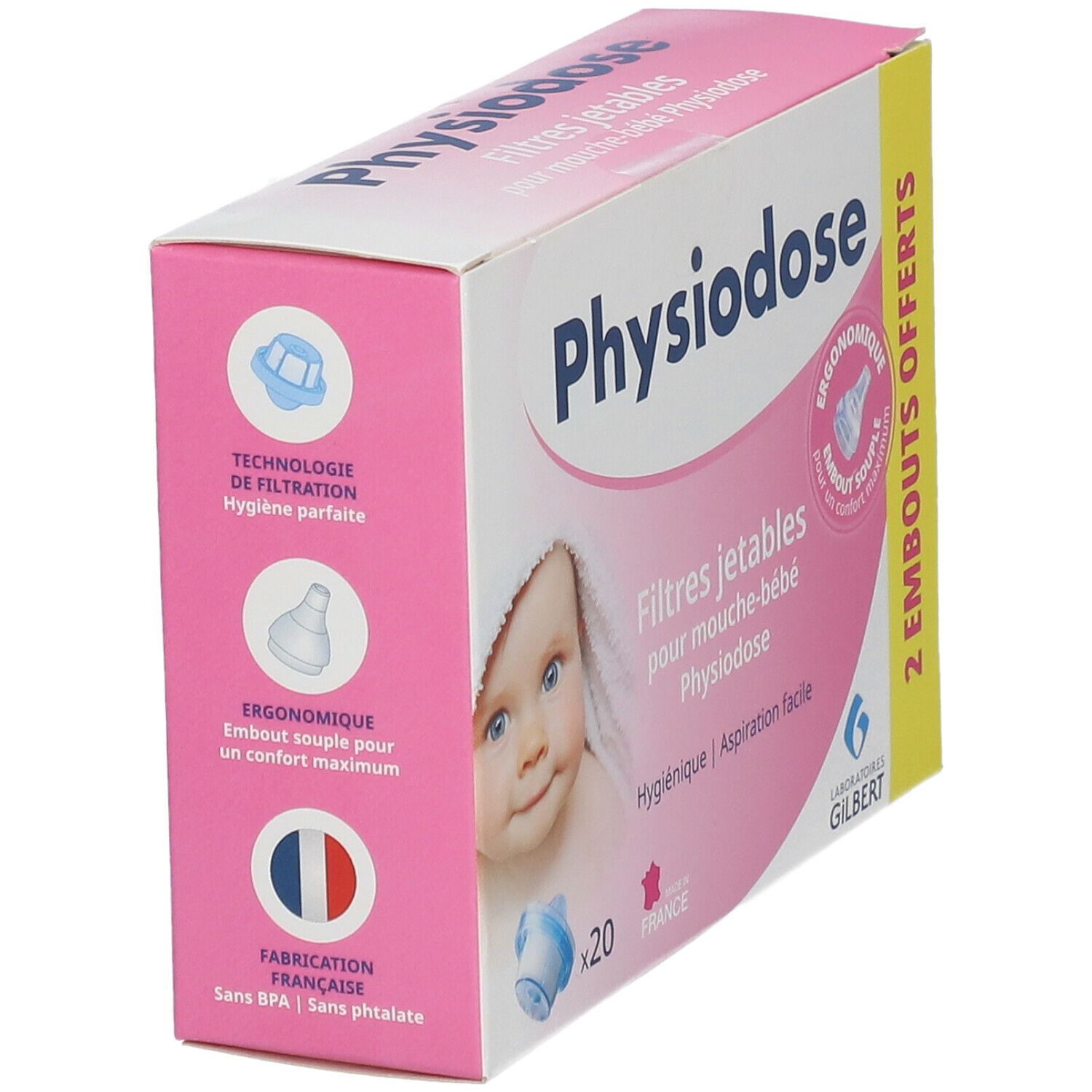 Physiodose Filtres Jetables pour Mouche Bébé + 2 Embouts Souples GRATUITS