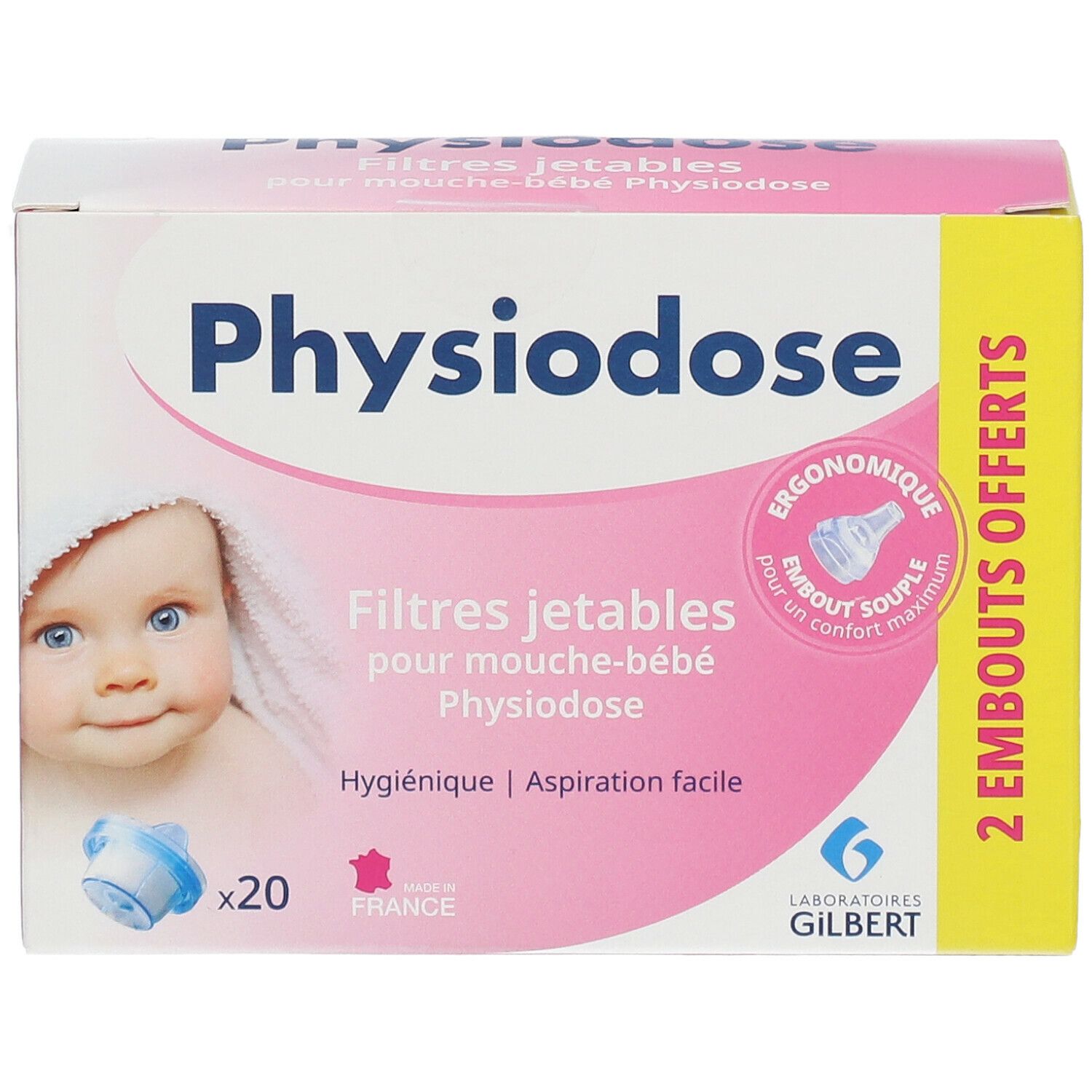 Physiodose Filtres Jetables pour Mouche Bébé + 2 Embouts Souples GRATUITS