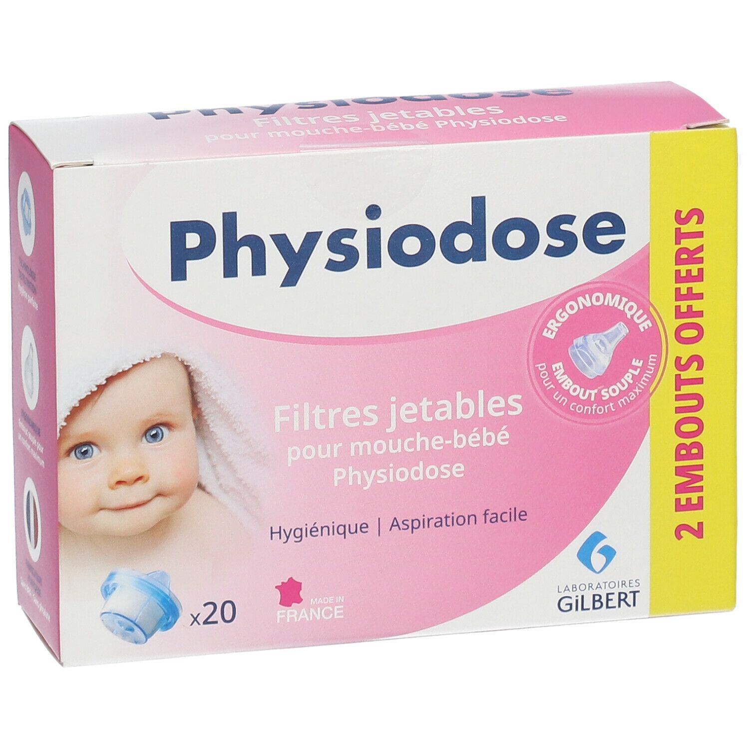 Physiodose Filtres Jetables pour Mouche Bébé + 2 Embouts Souples GRATUITS