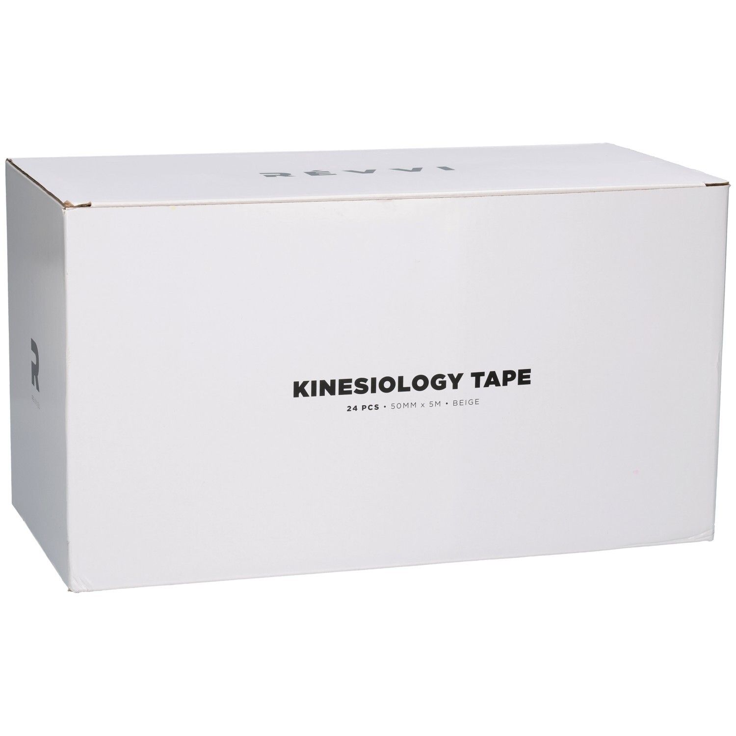 Witte kartonnen doos met opschrift "KINESIOLOGY TAPE", 24 stuks, 50mm x 5m, Beige.