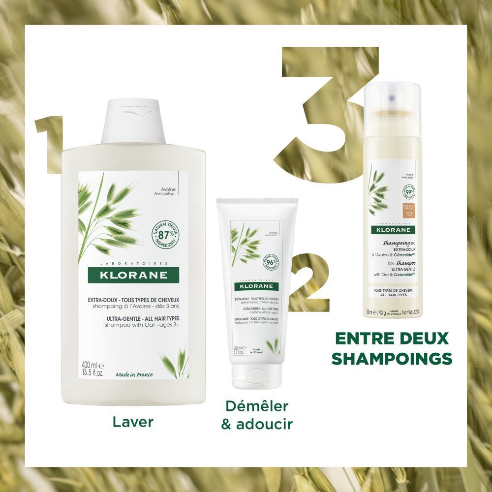 Klorane Shampooing Sec Extra Doux à l'Avoine & Céramideᴸᴵᴷᴱ Cheveux Bruns