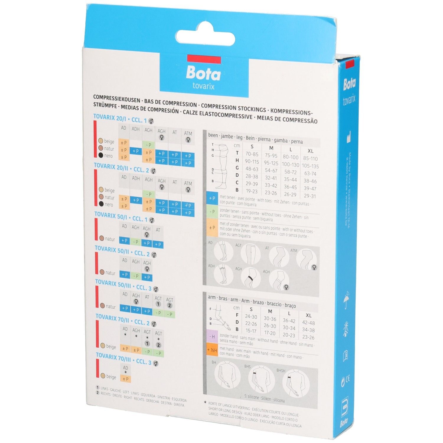 Arrière de l'emballage des bas de contention Bota Tovarix 20/i Maternity avec informations produit.