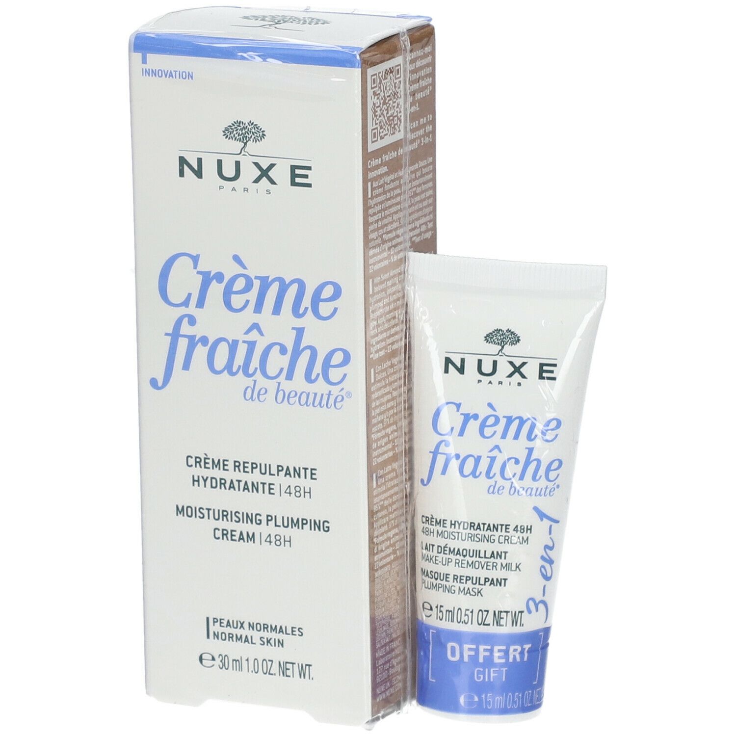Nuxe Creme Fraiche de Beaute Moisturising Plumping Cream 48h Normal Skin + 3-in-1 15 ml GR