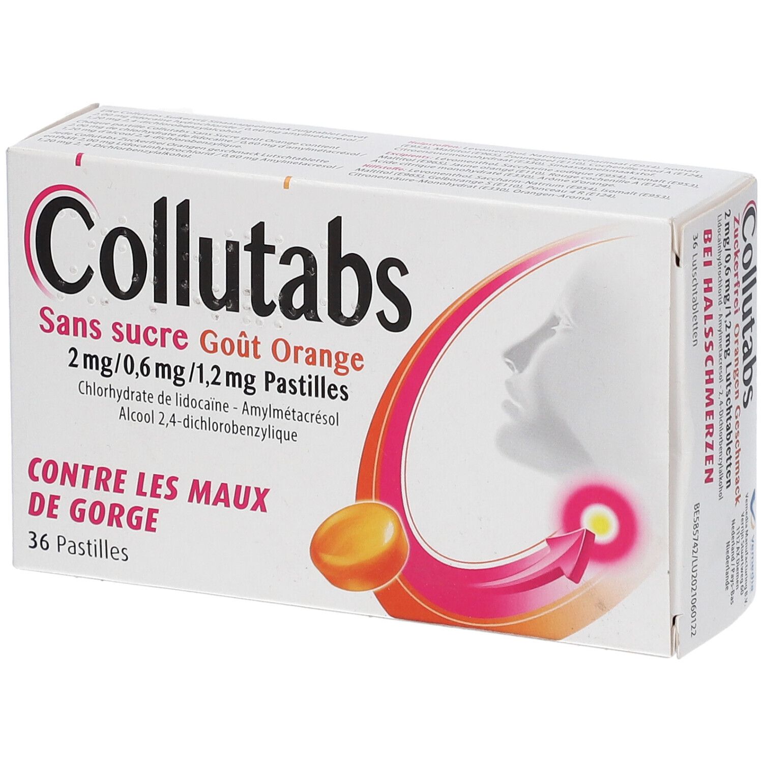 Collutabs Sans Sucre Goût Orange 2mg/0,6mg/1,2mg