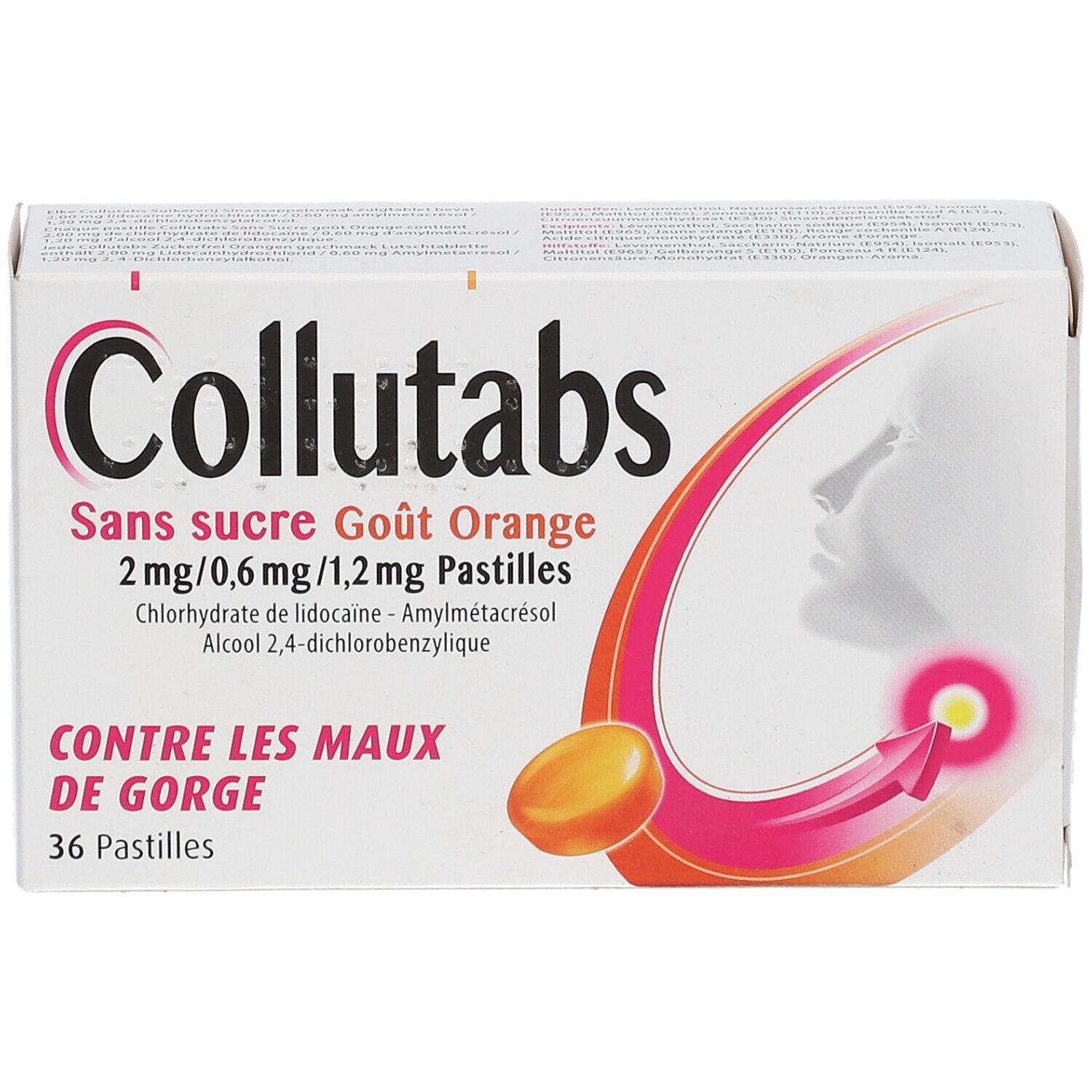 Collutabs Sans Sucre Goût Orange 2mg/0,6mg/1,2mg