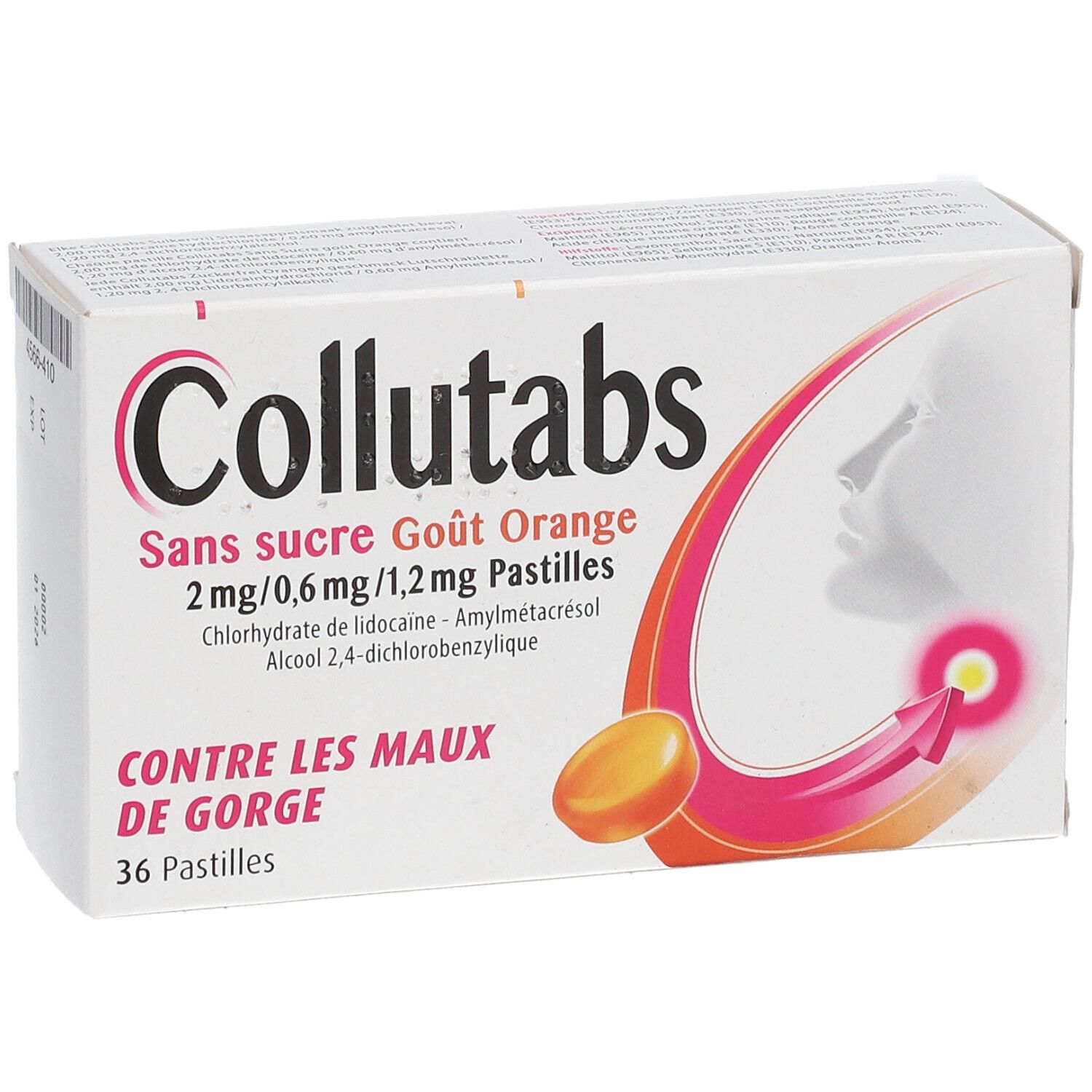 Collutabs Sans Sucre Goût Orange 2mg/0,6mg/1,2mg