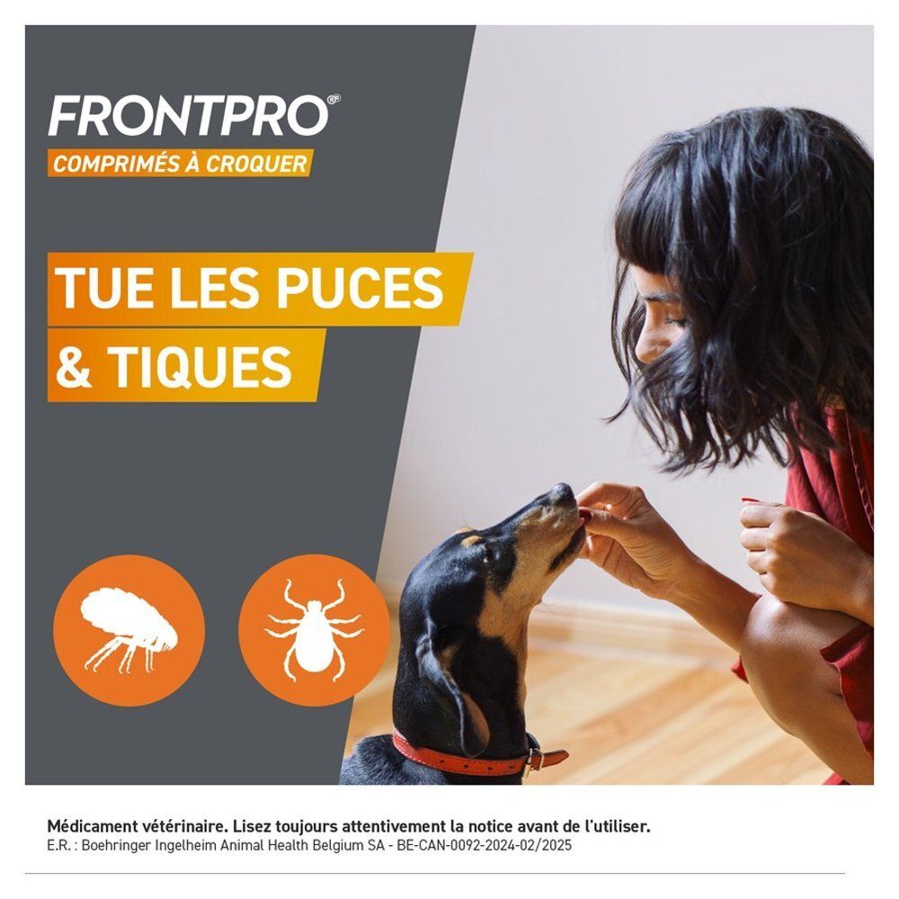 Hond krijgt FRONTPRO traktatie van vrouw.