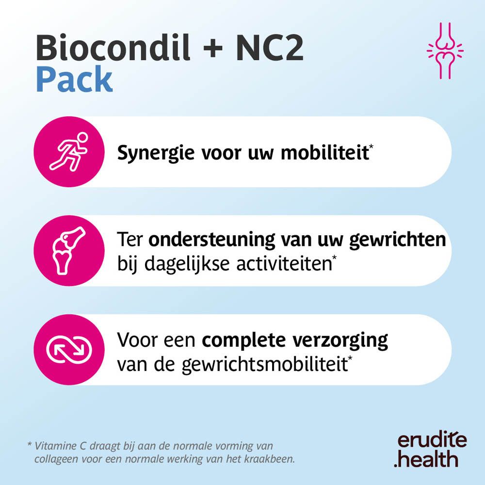 Biocondil + NC2 Pack: Blijf actief. Oudere vrouw in sportkleding op een balletstang.