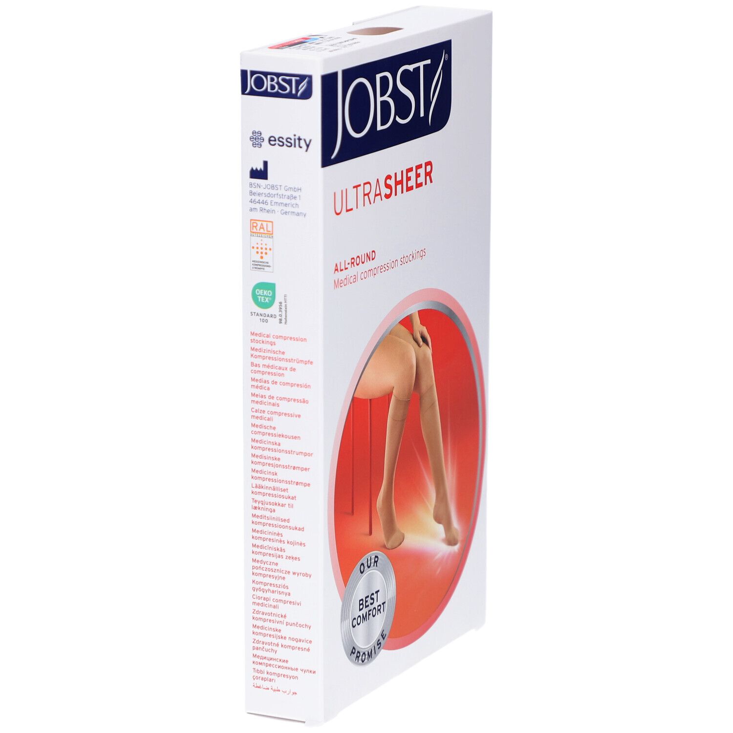 JOBST Ultrasheer Kniekous Klasse 1 Ad Regular Softfit Zwart Medium