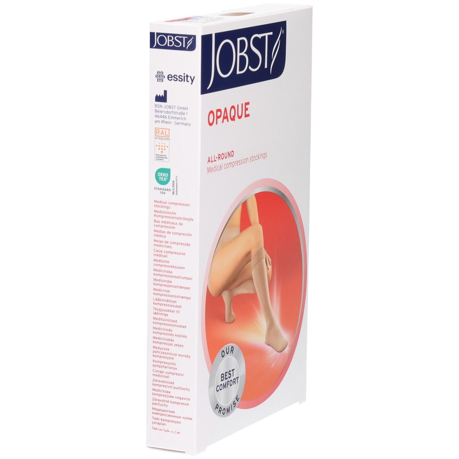 Bas de contention JOBST OPAQUE, polyvalent, emballage.