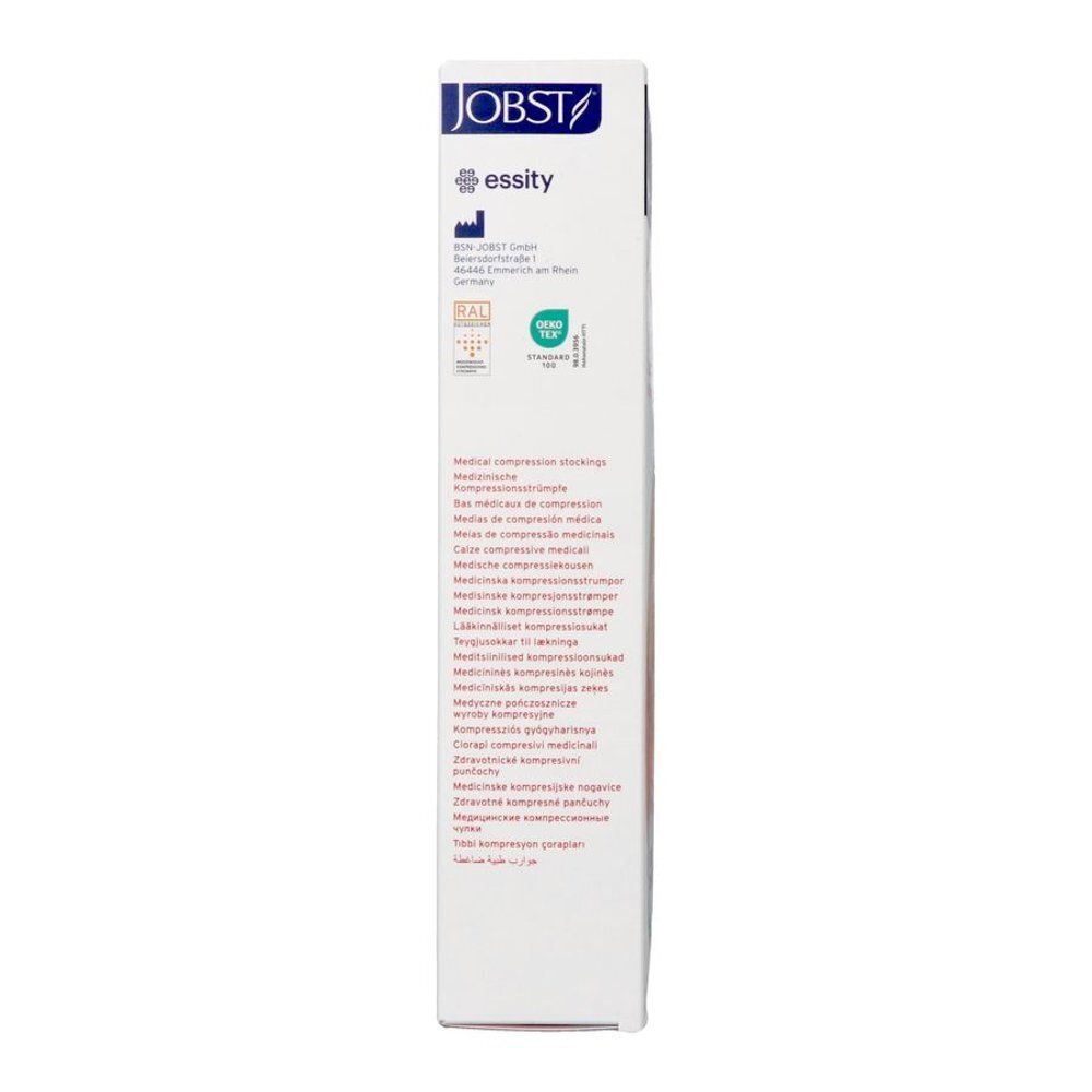 Bas de compression JOBST Opaque : informations et certifications sur le côté de la boîte.