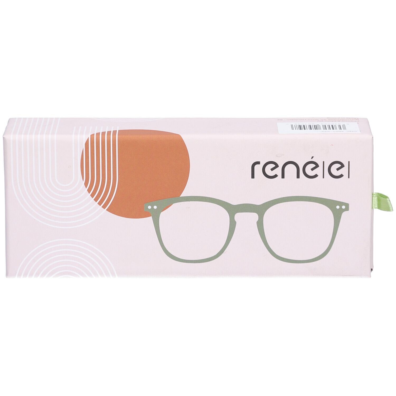 Emballage avec illustration de lunettes et inscription "rené(e)".