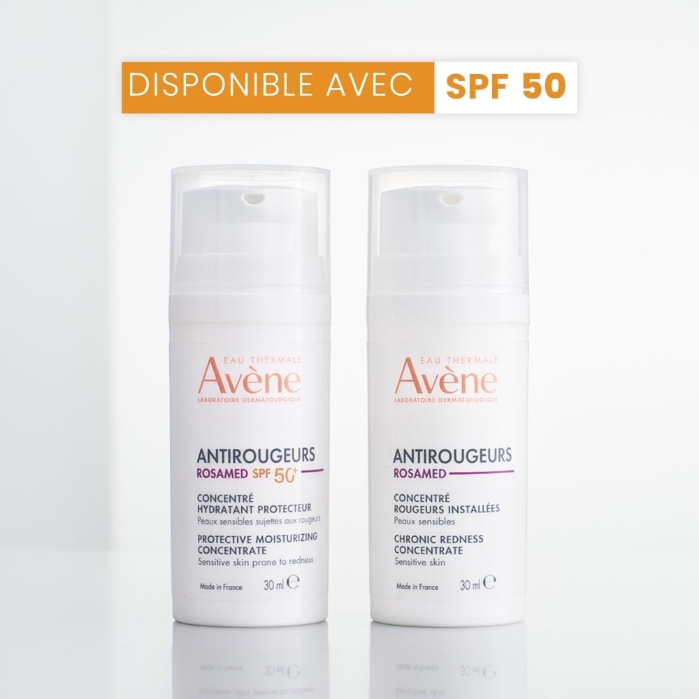 Emballage AVENE Antirougeurs Rosamed. Inscriptions et logo. 30 ml.