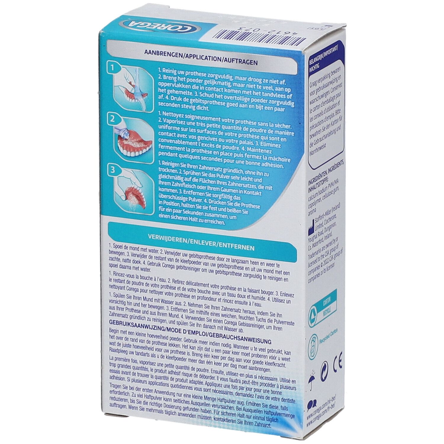 Corega Ultrafix Poudre Adhésive Menthe 50 g - Farmaline