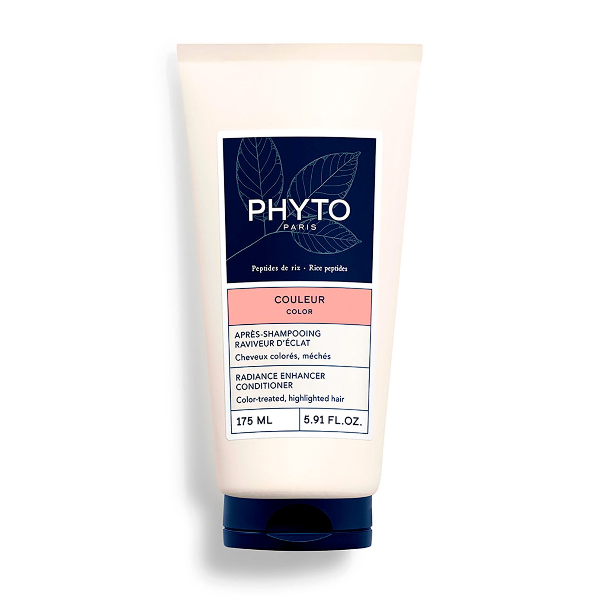 Tube crème avec informations produit. Inscription PHYTO PARIS, dessous 'COULEUR COLOR'. Contient 175 ml.