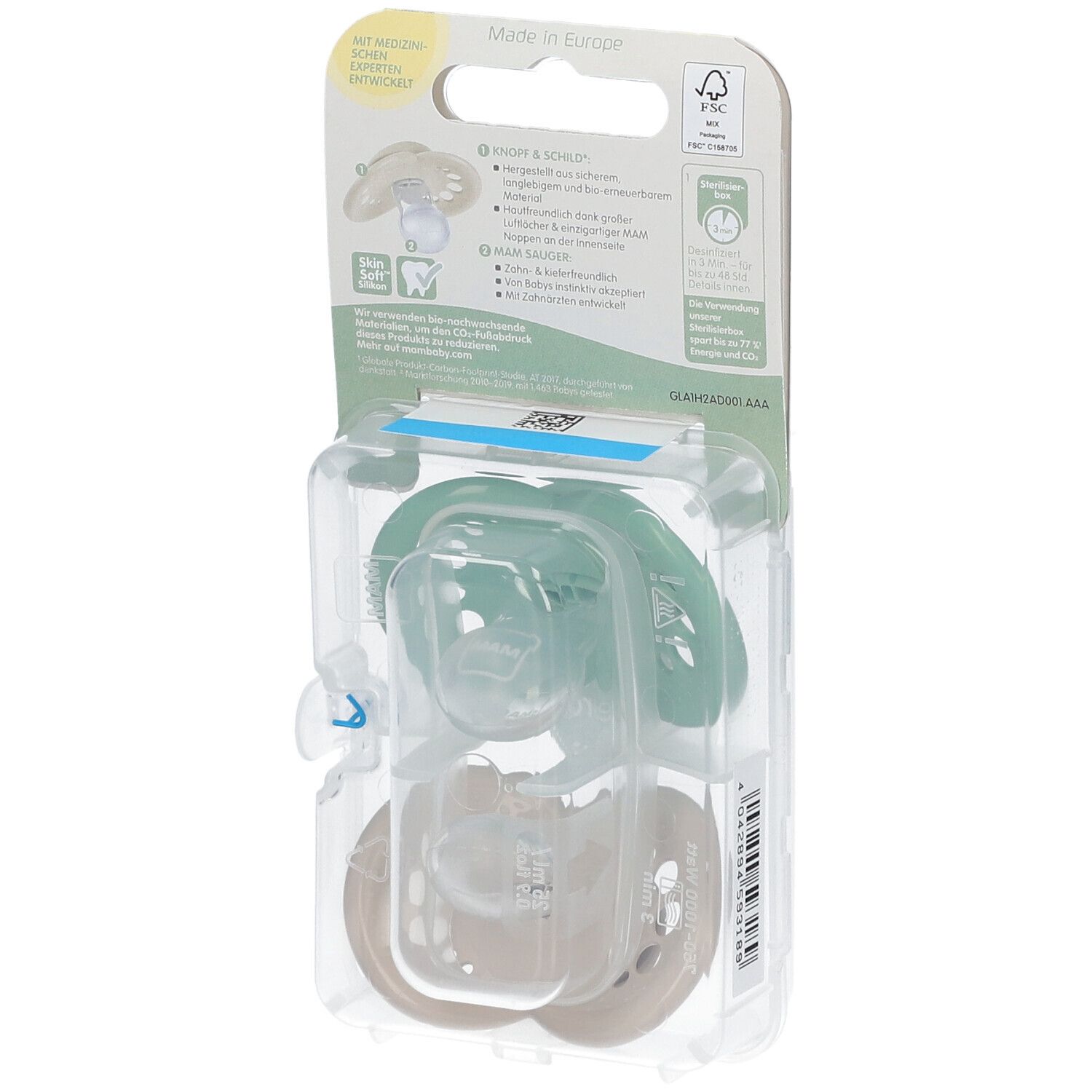 MAM Original Pure Plain Siliconen Fopspeen Groen - Ecru 6-16 Maanden